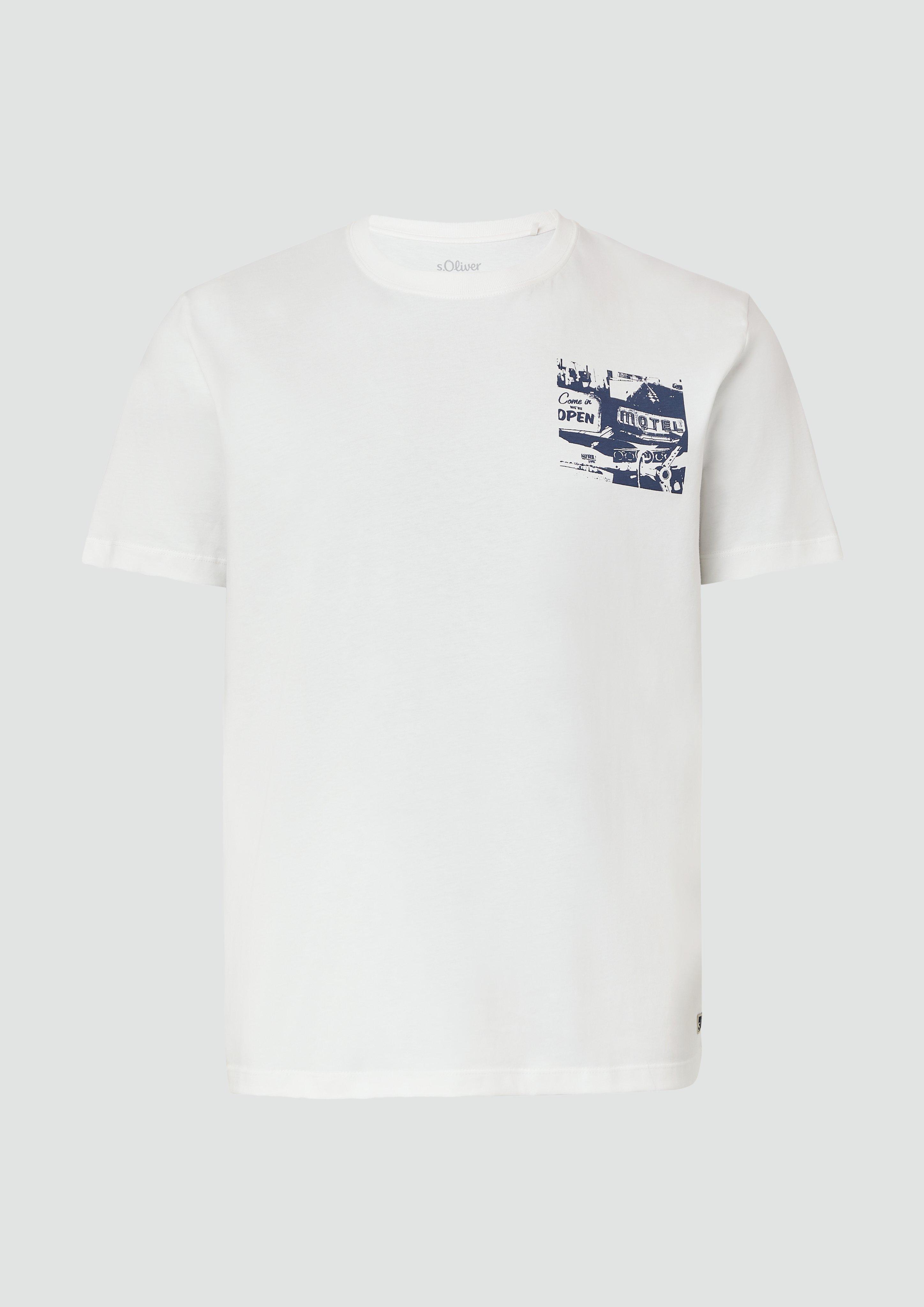 s.Oliver - Jersey-T-Shirt aus Baumwolle mit Frontprint, Herren, weiß