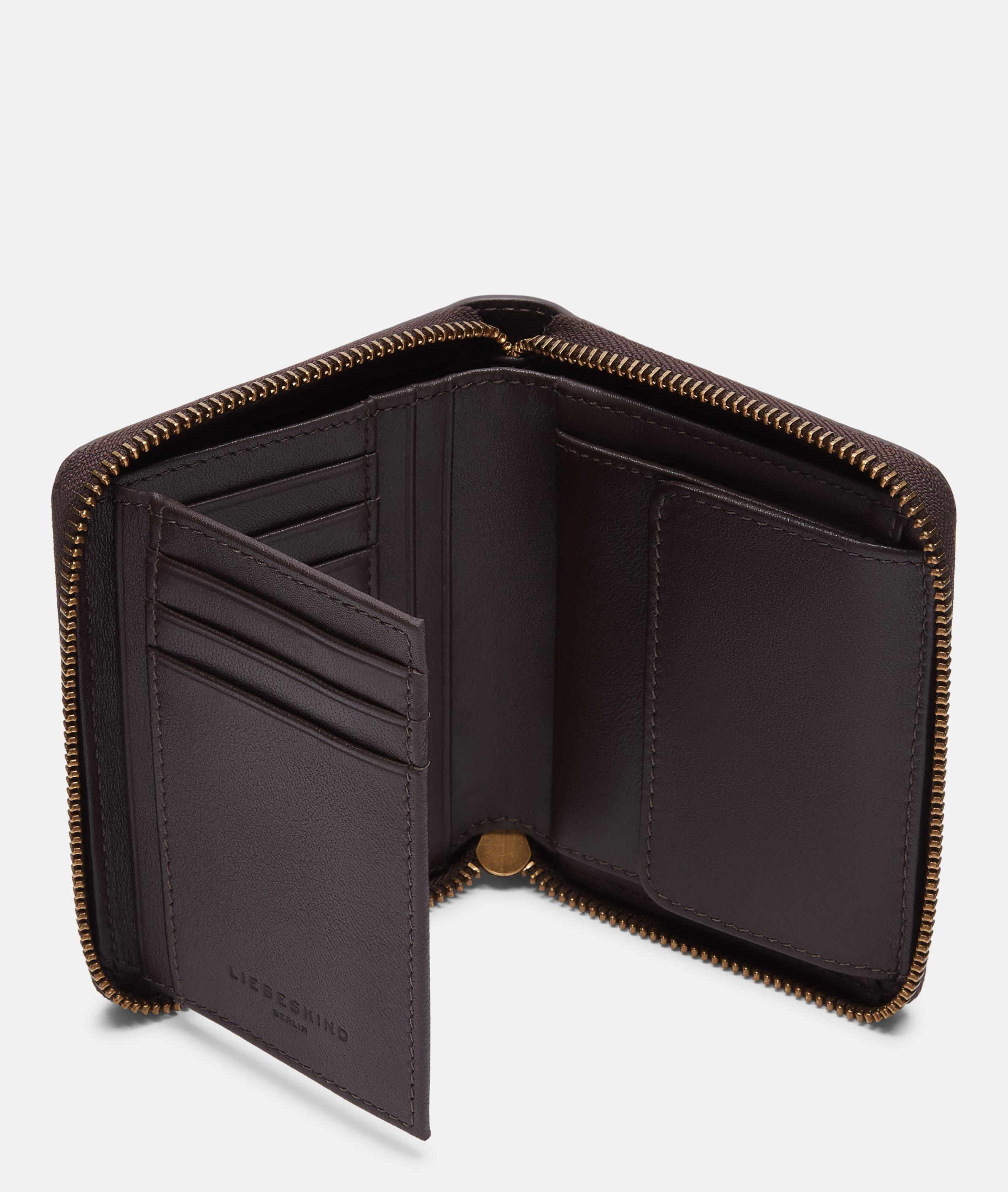 Conny portemonnee M in bruin, petrol, bruin & paars