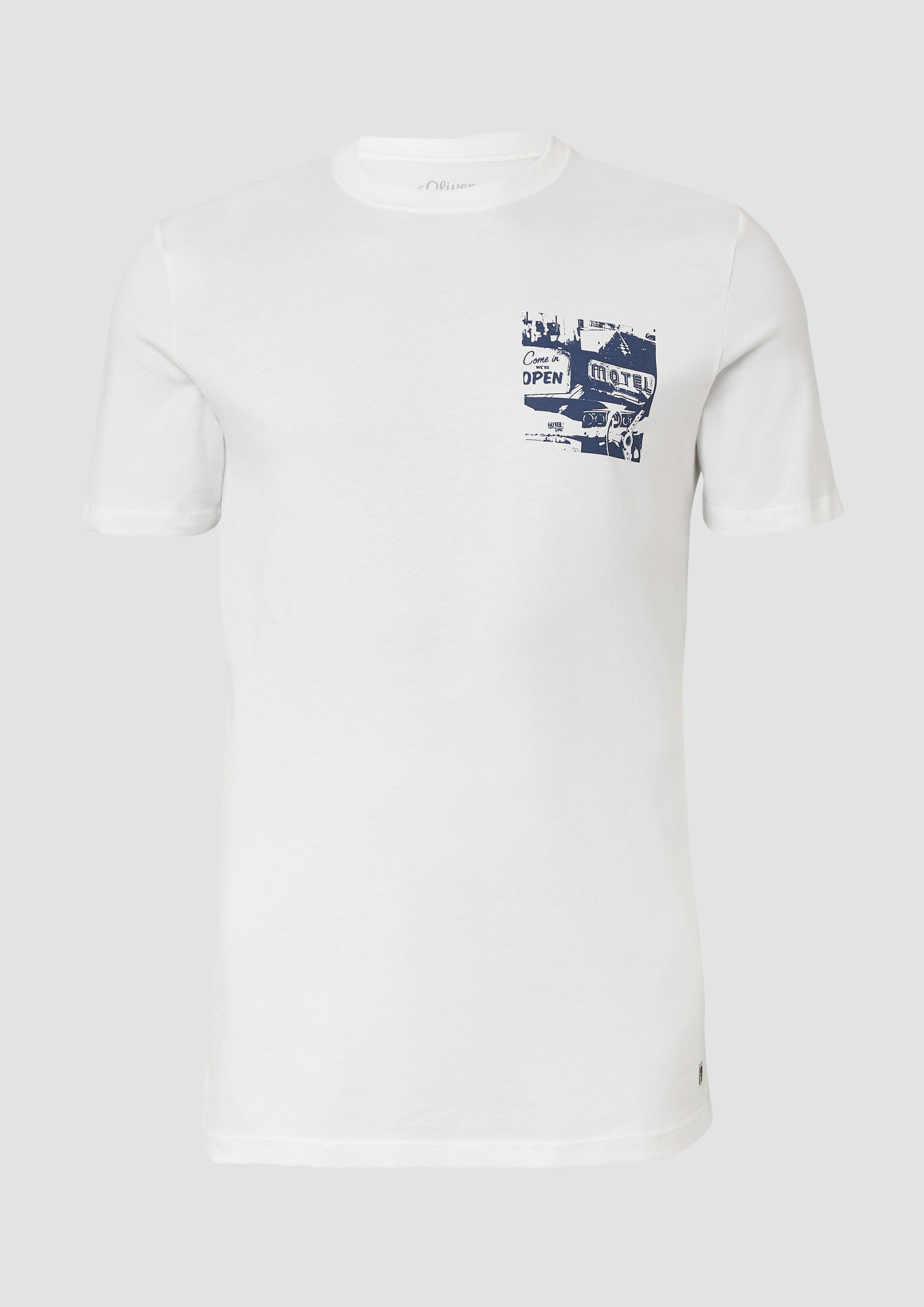 s.Oliver - T-Shirt mit Artwork, Herren, weiß