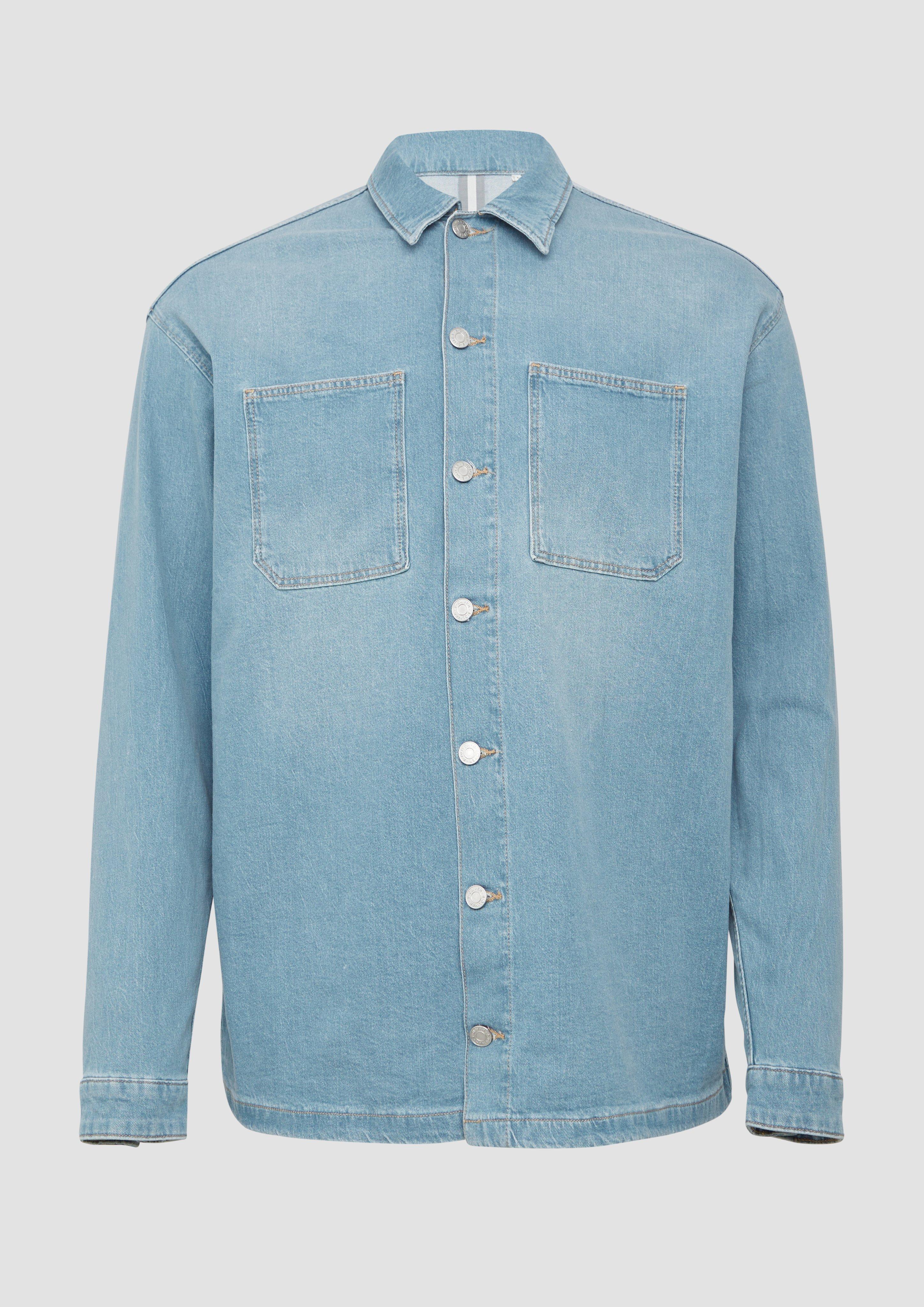 s.Oliver - Overshirt aus Denim mit aufgesetzten Taschen, Herren, blau