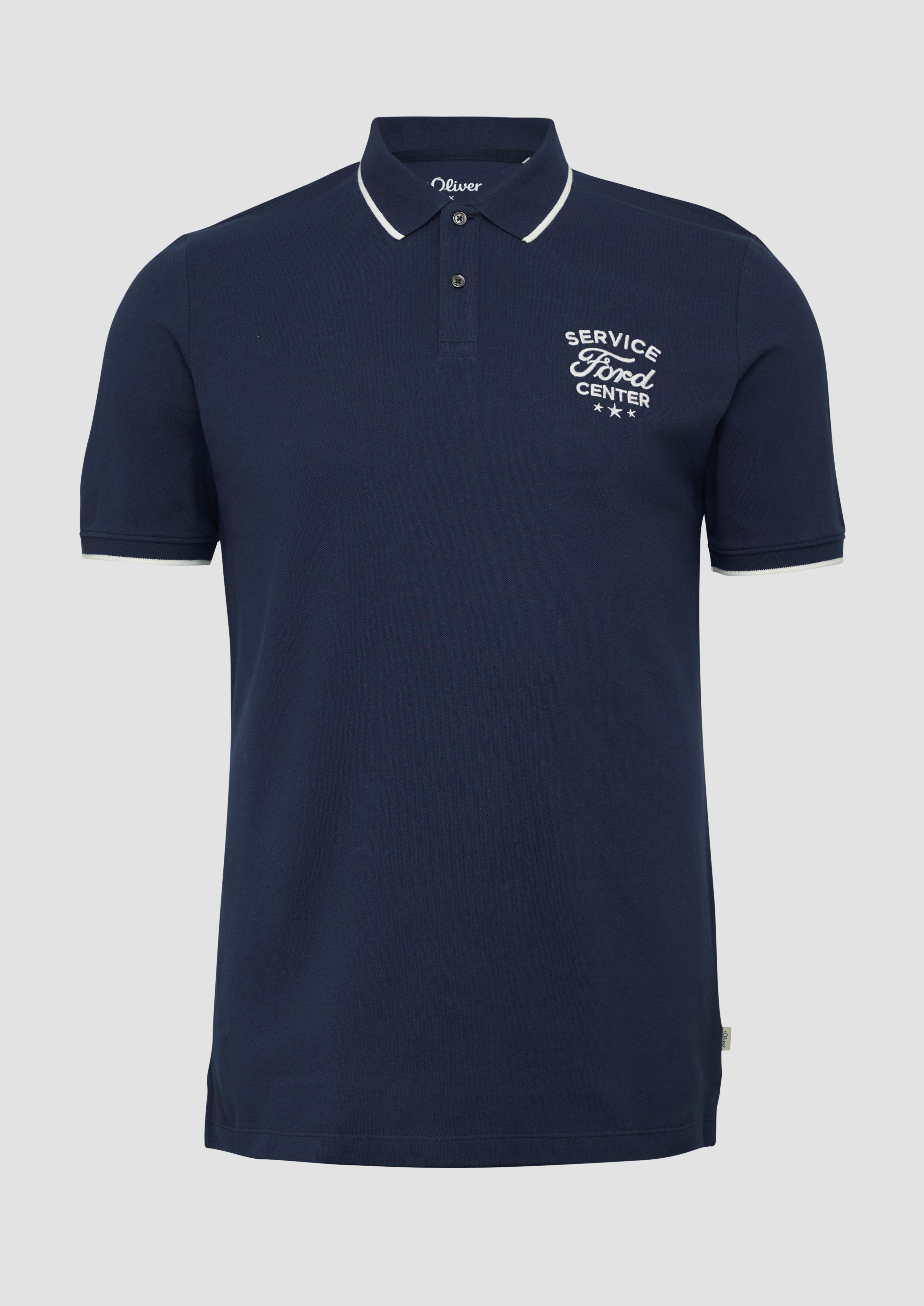 s.Oliver - Poloshirt aus Piqué mit Stickerei und Ford®-Artwork, Herren, blau