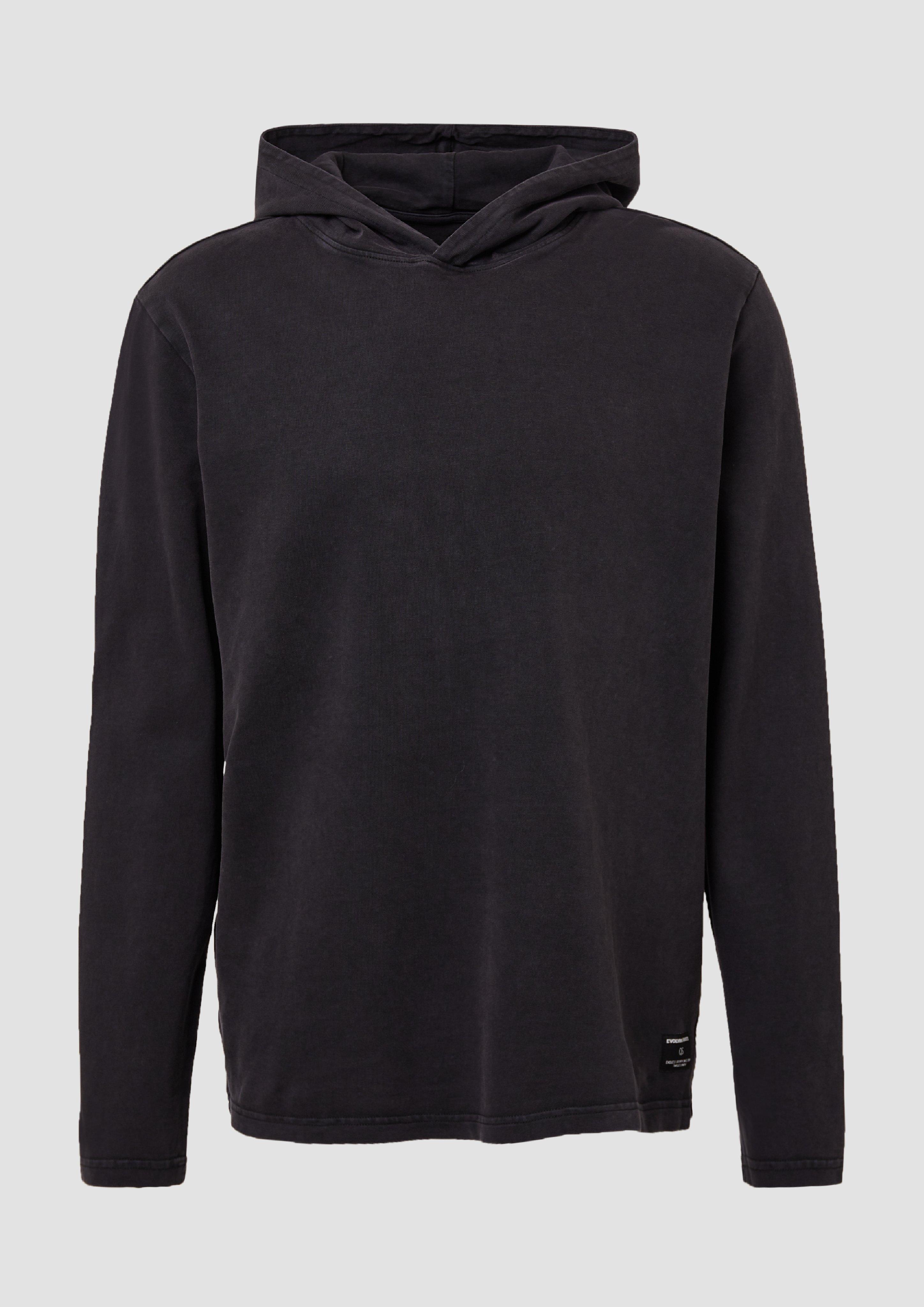 QS - Soft gewaschener Hoodie, Herren, schwarz