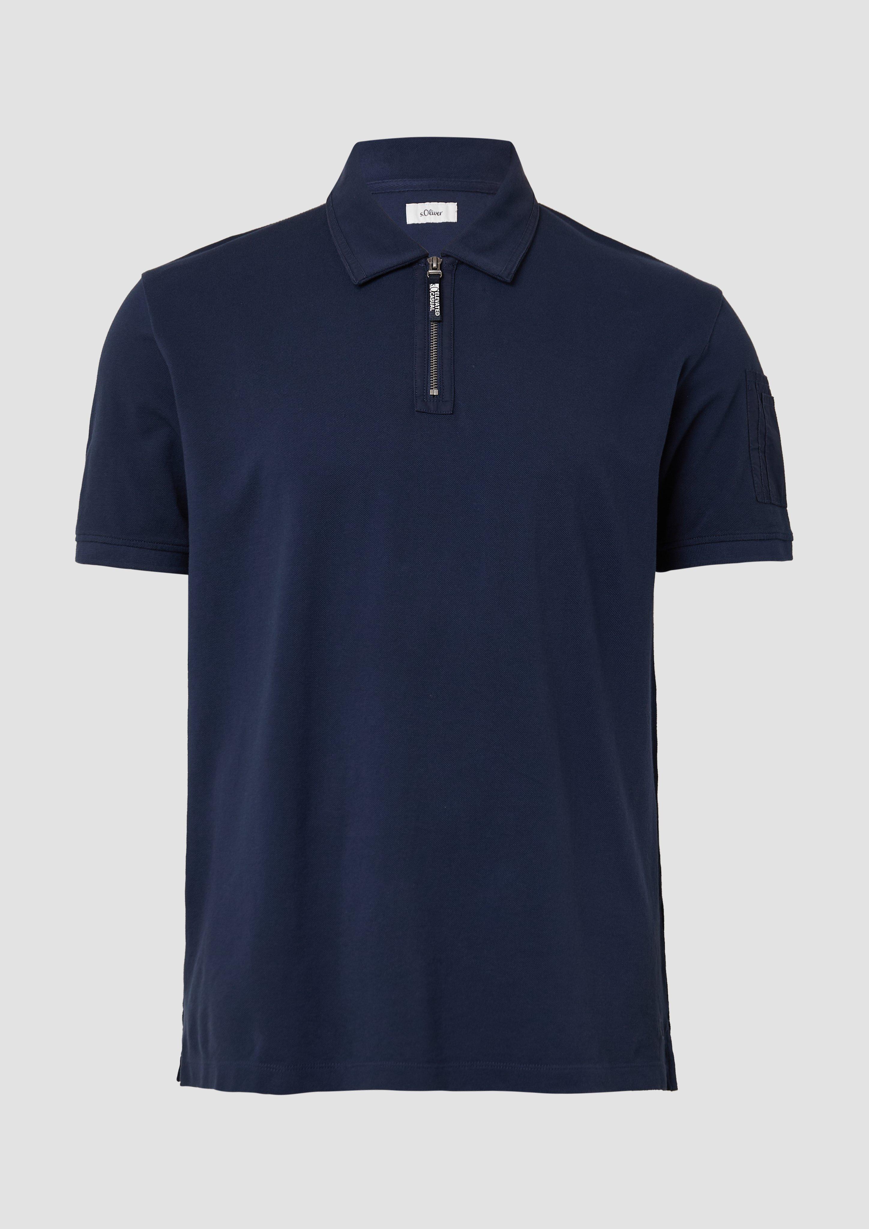 s.Oliver - Poloshirt mit Reißverschluss und Ärmeltasche, Herren, blau