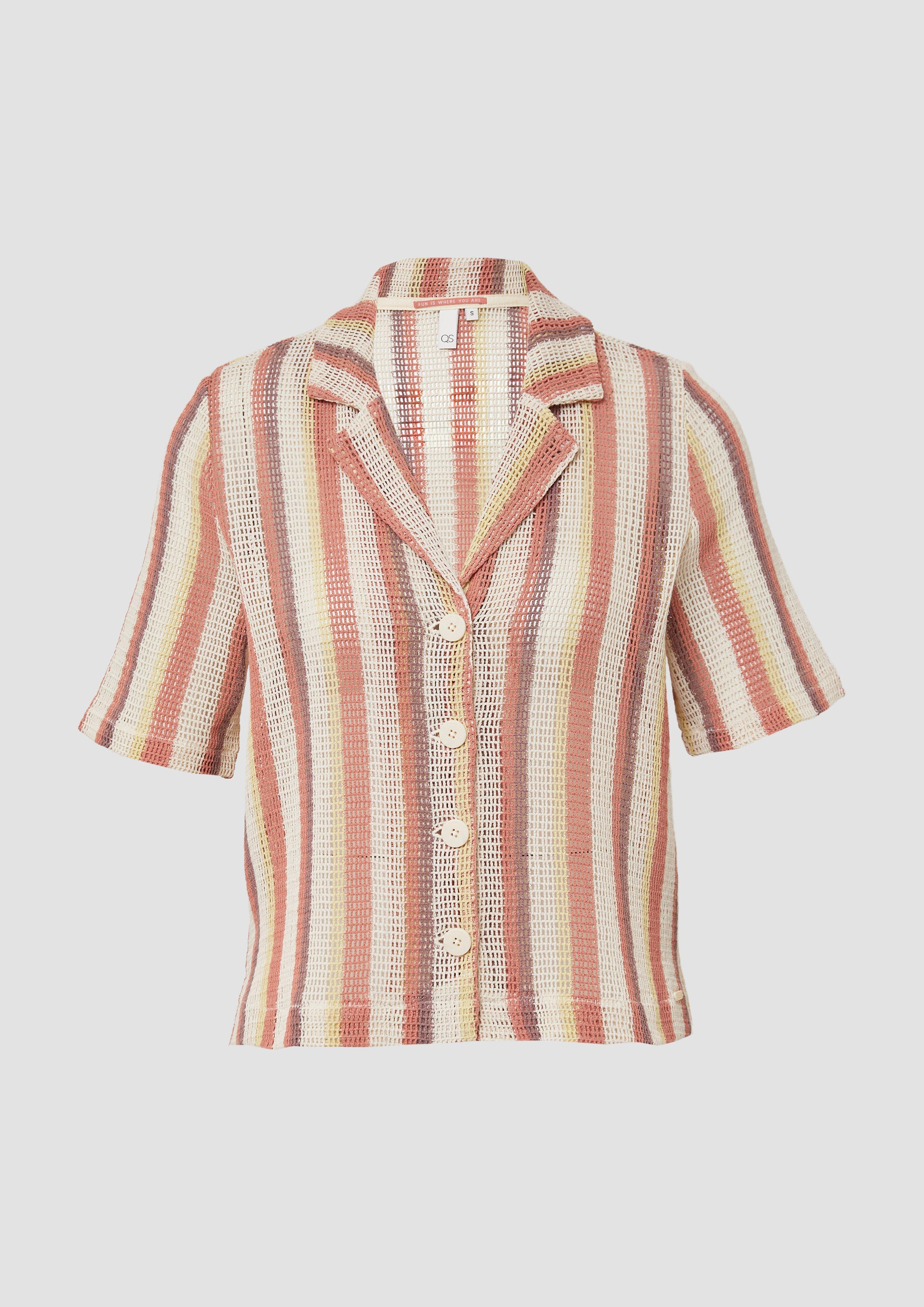 QS - Verkürzte Bluse in Häkeloptik, Damen, Orange
