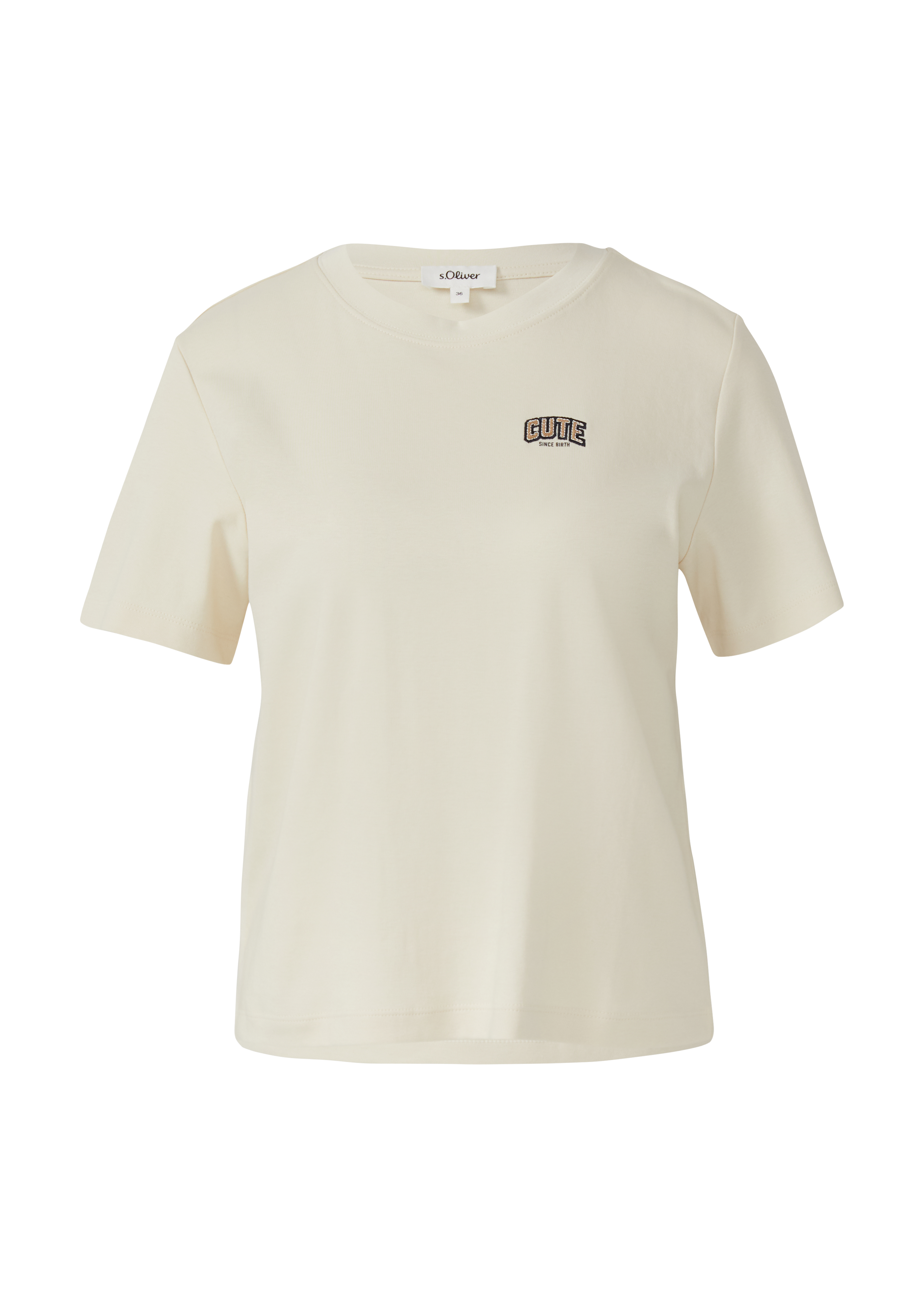 T-shirt in interlockjersey met kleine patch
