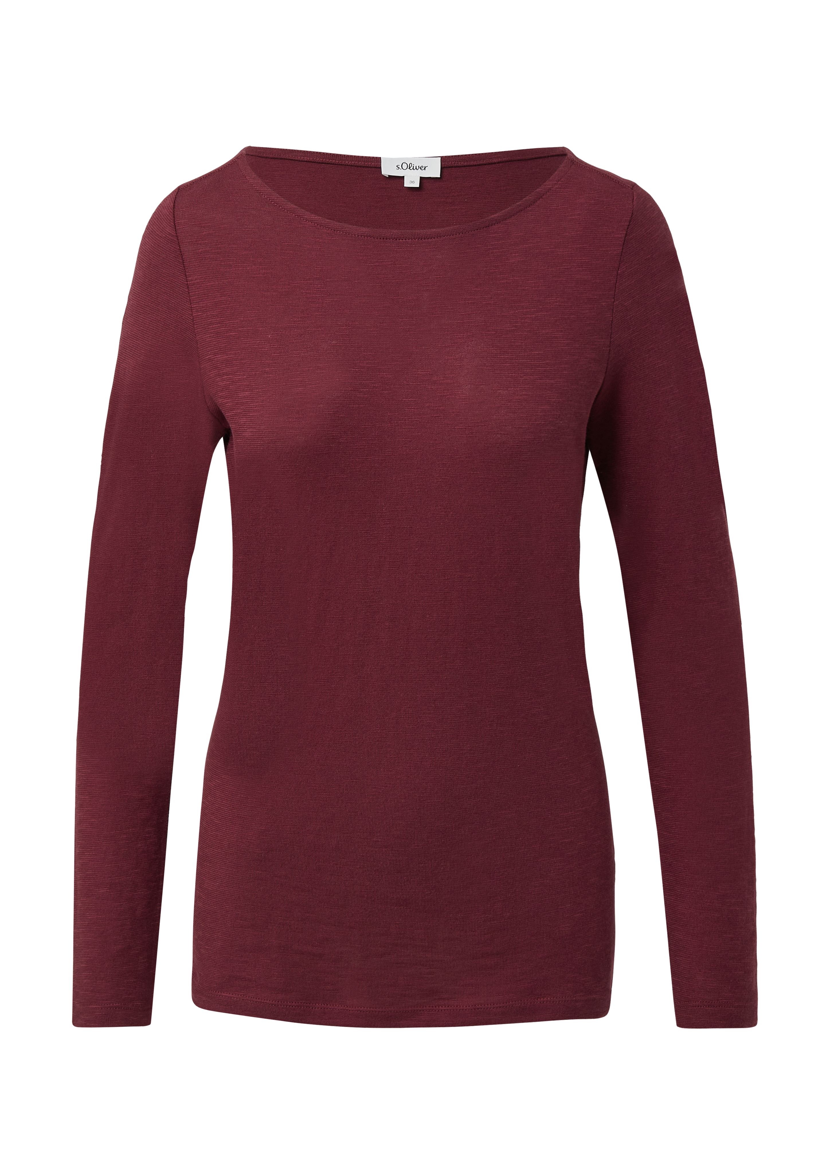 Slim-fit lange mouw van katoenen slub met boothals