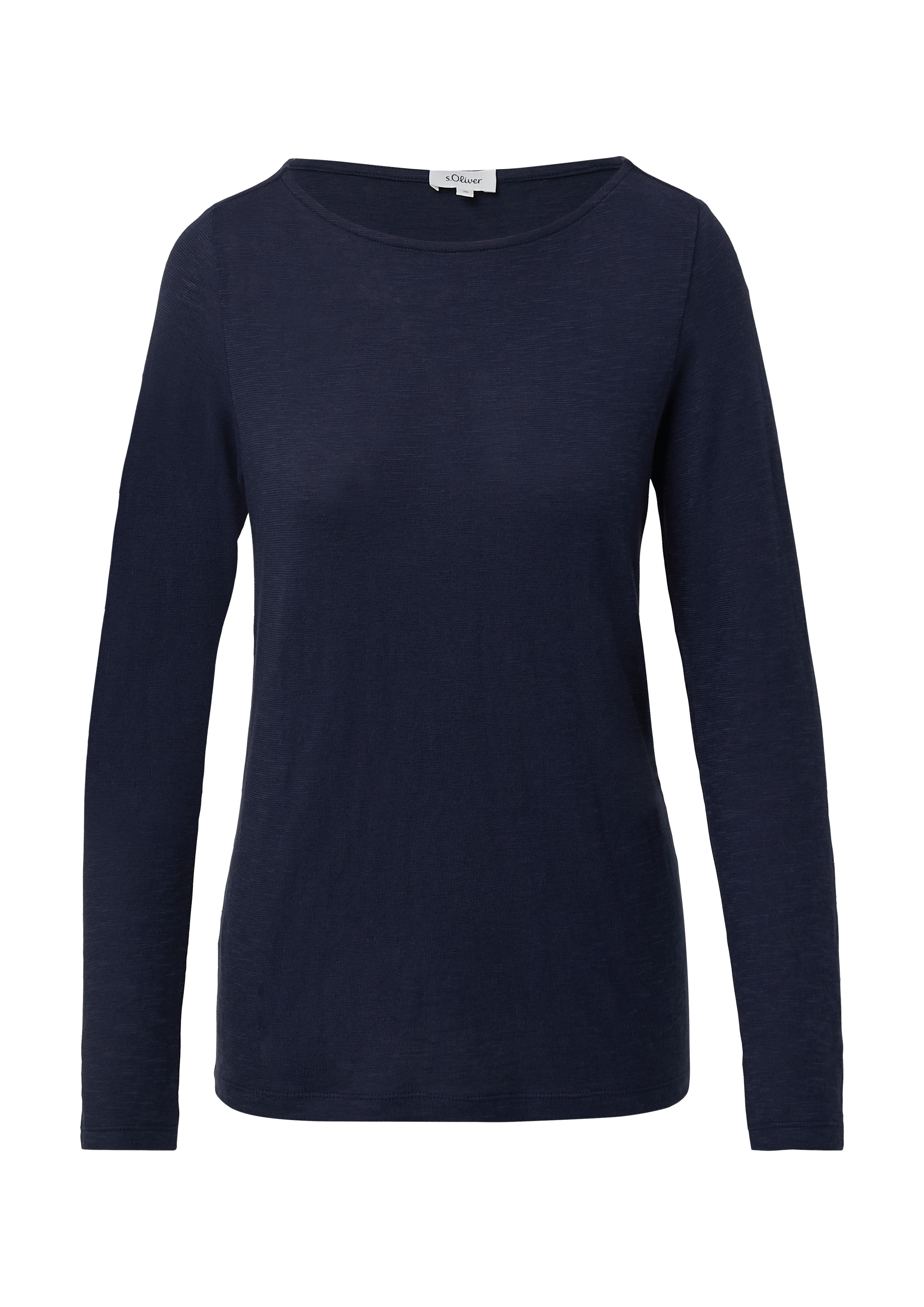 Slim-fit lange mouw van katoenen slub met boothals