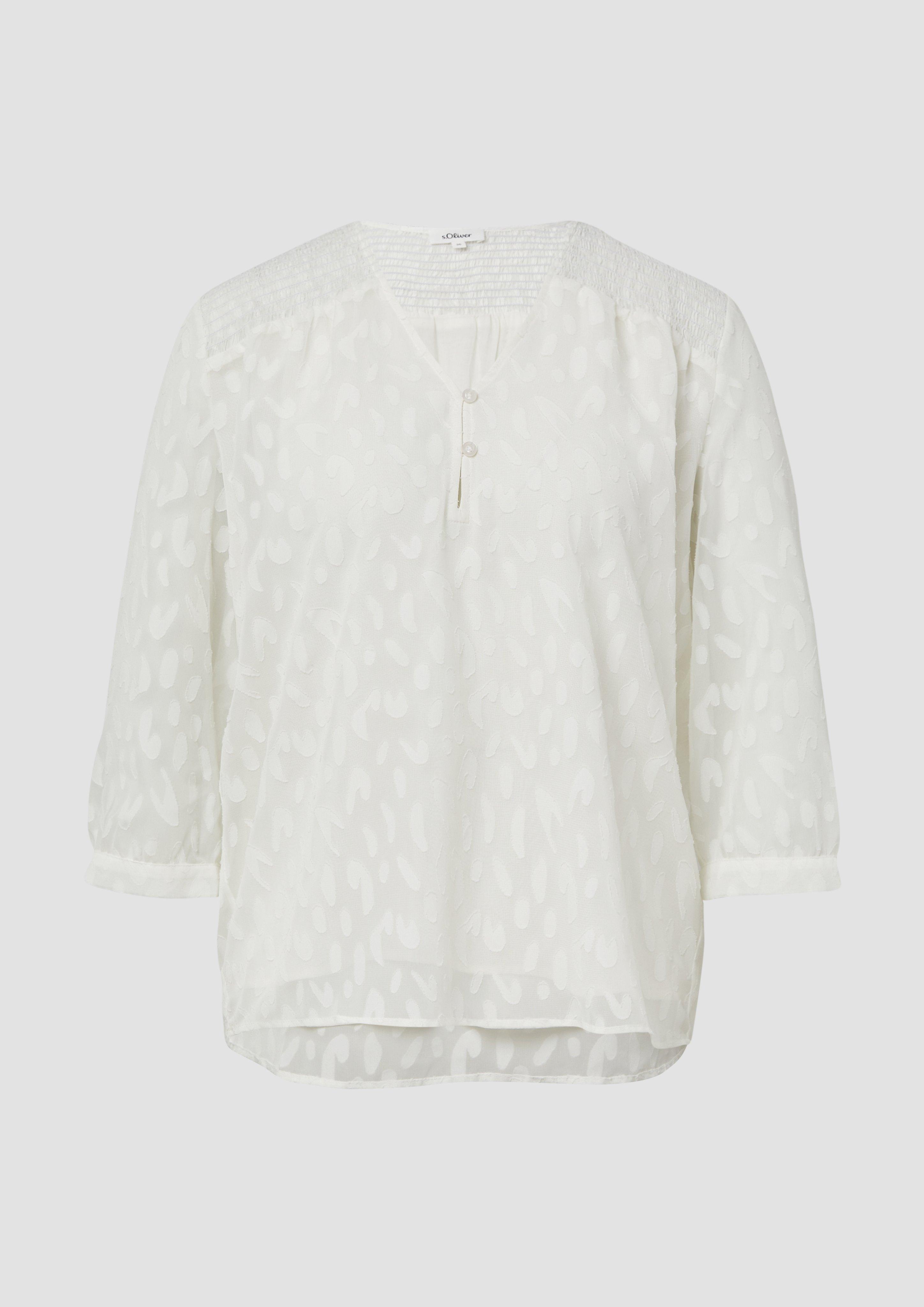 s.Oliver - Bluse aus Struktur-Chiffon im Relaxed Fit, Damen, creme