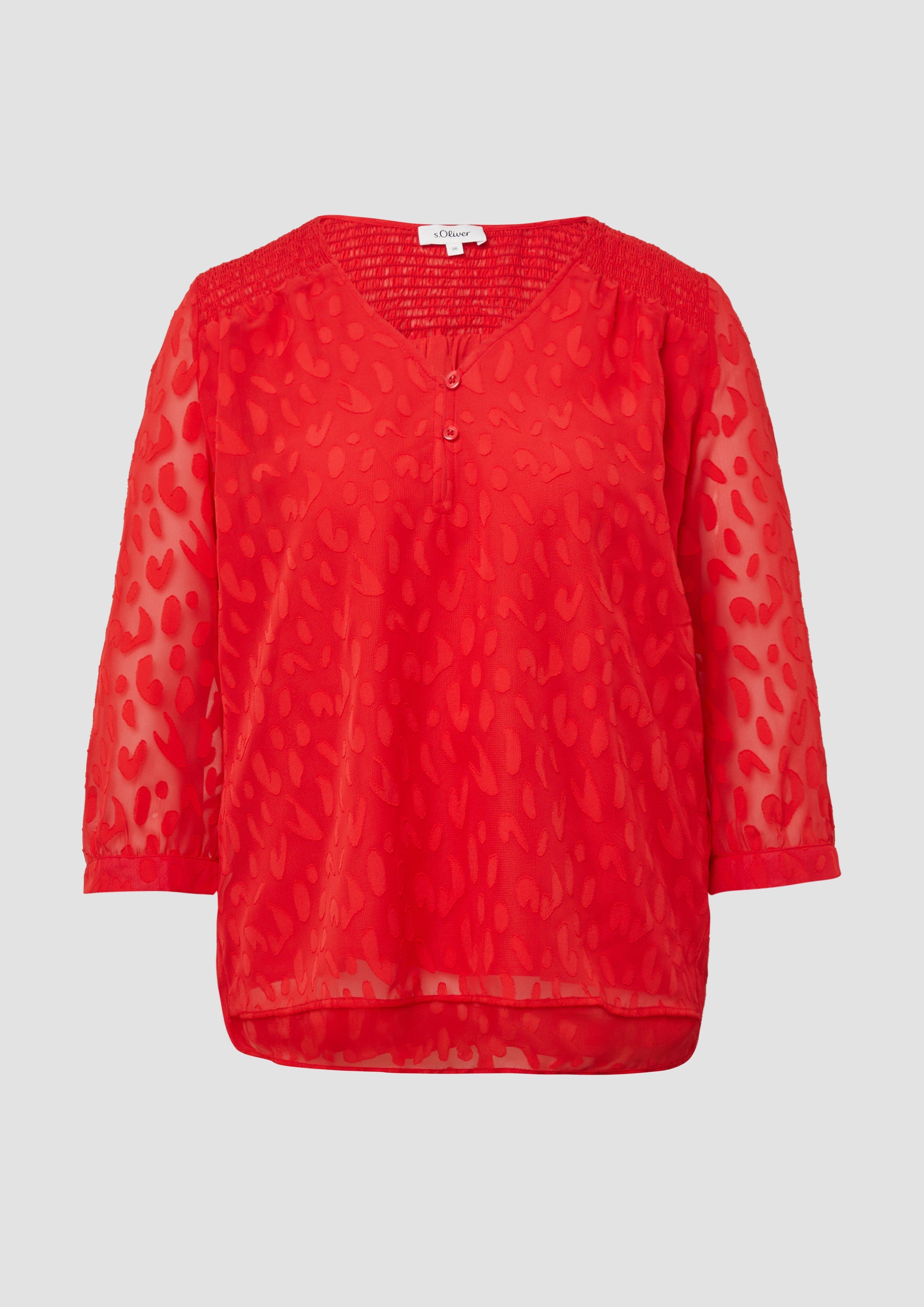 s.Oliver - Bluse aus Struktur-Chiffon im Relaxed Fit, Damen, rot