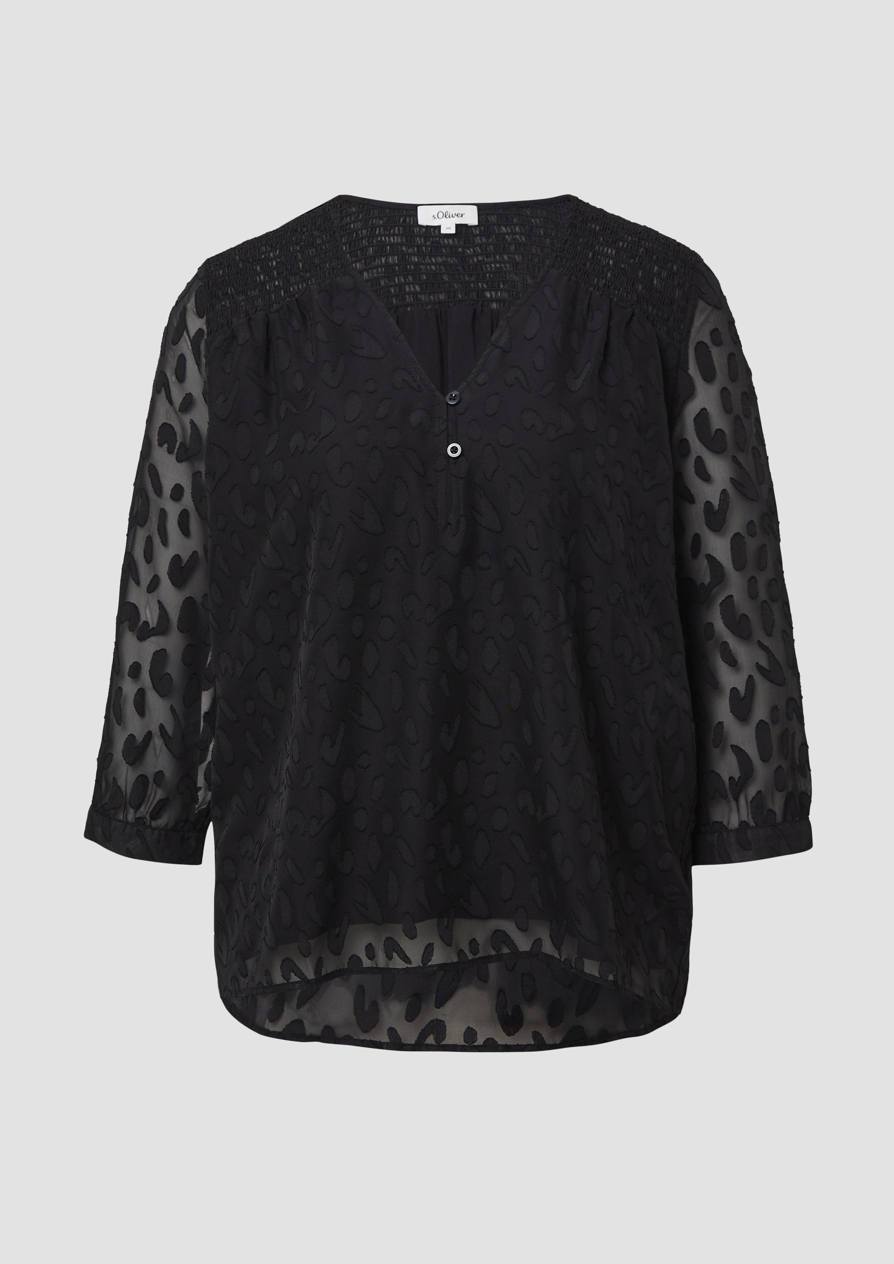 s.Oliver - Bluse aus Struktur-Chiffon im Relaxed Fit, Damen, schwarz
