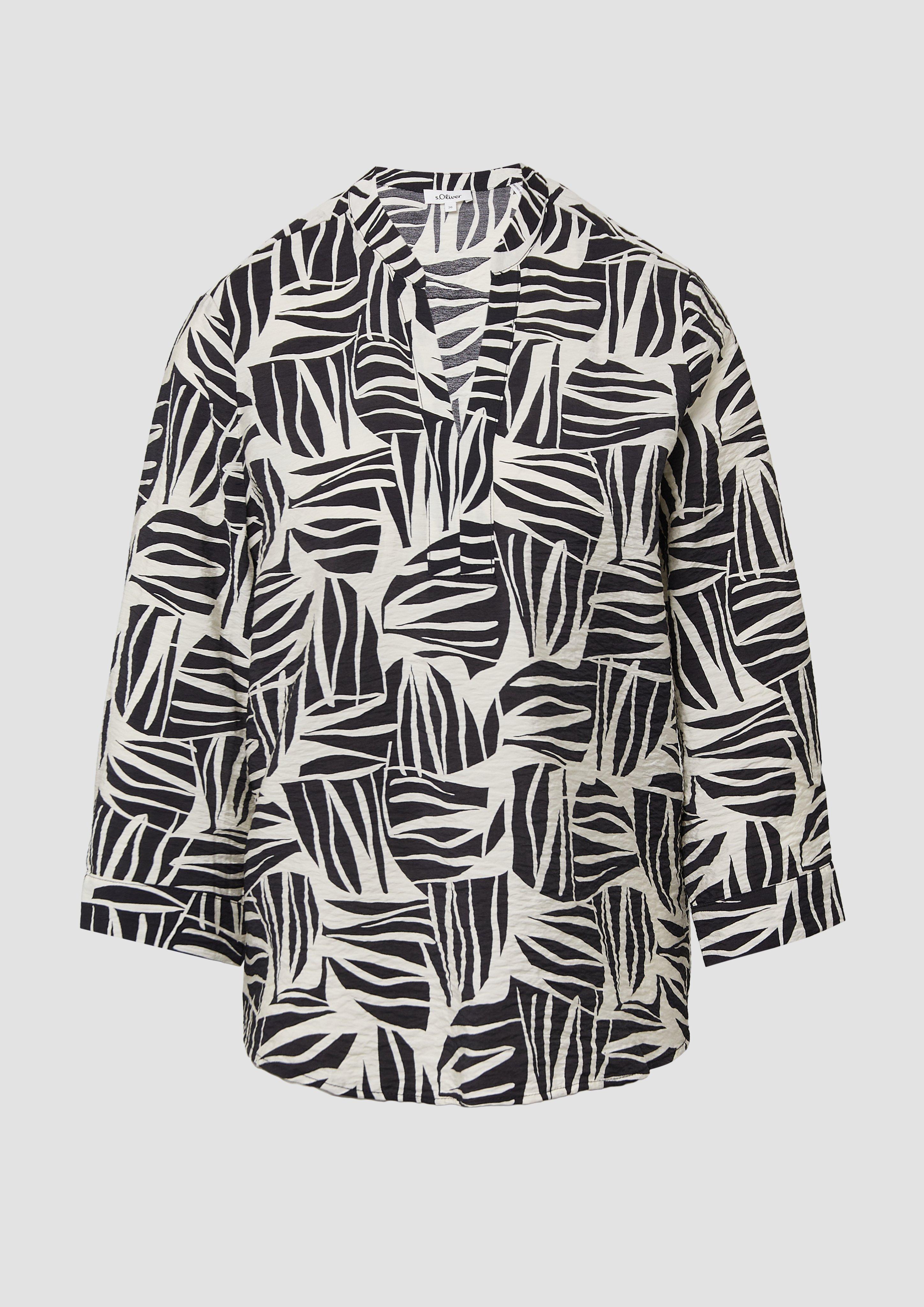 s.Oliver - Bluse aus strukturiertem Viskosemix mit All-over-Print, Damen, schwarz