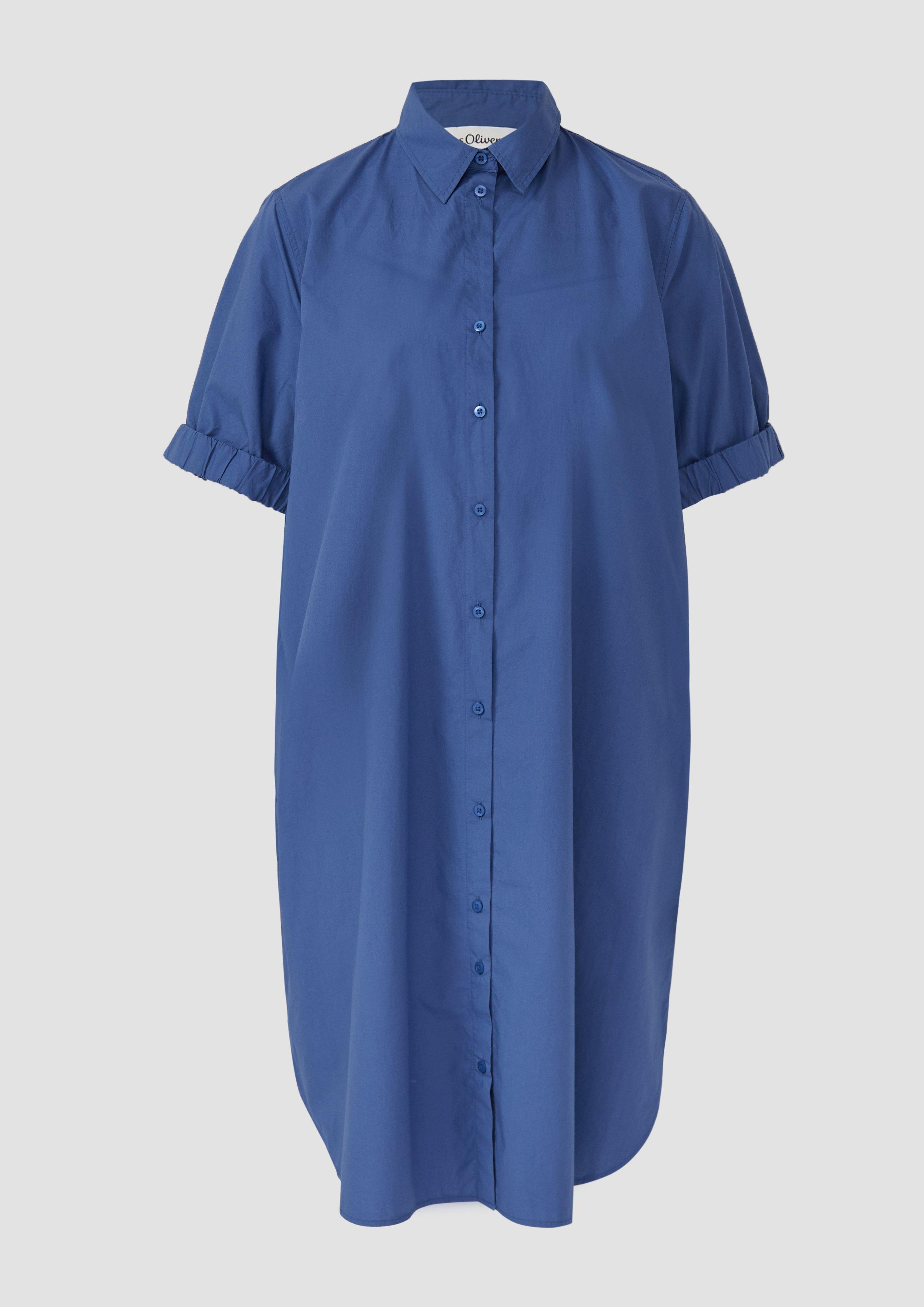 s.Oliver - Oversized Blusenkleid mit Smok-Detail, Damen, blau