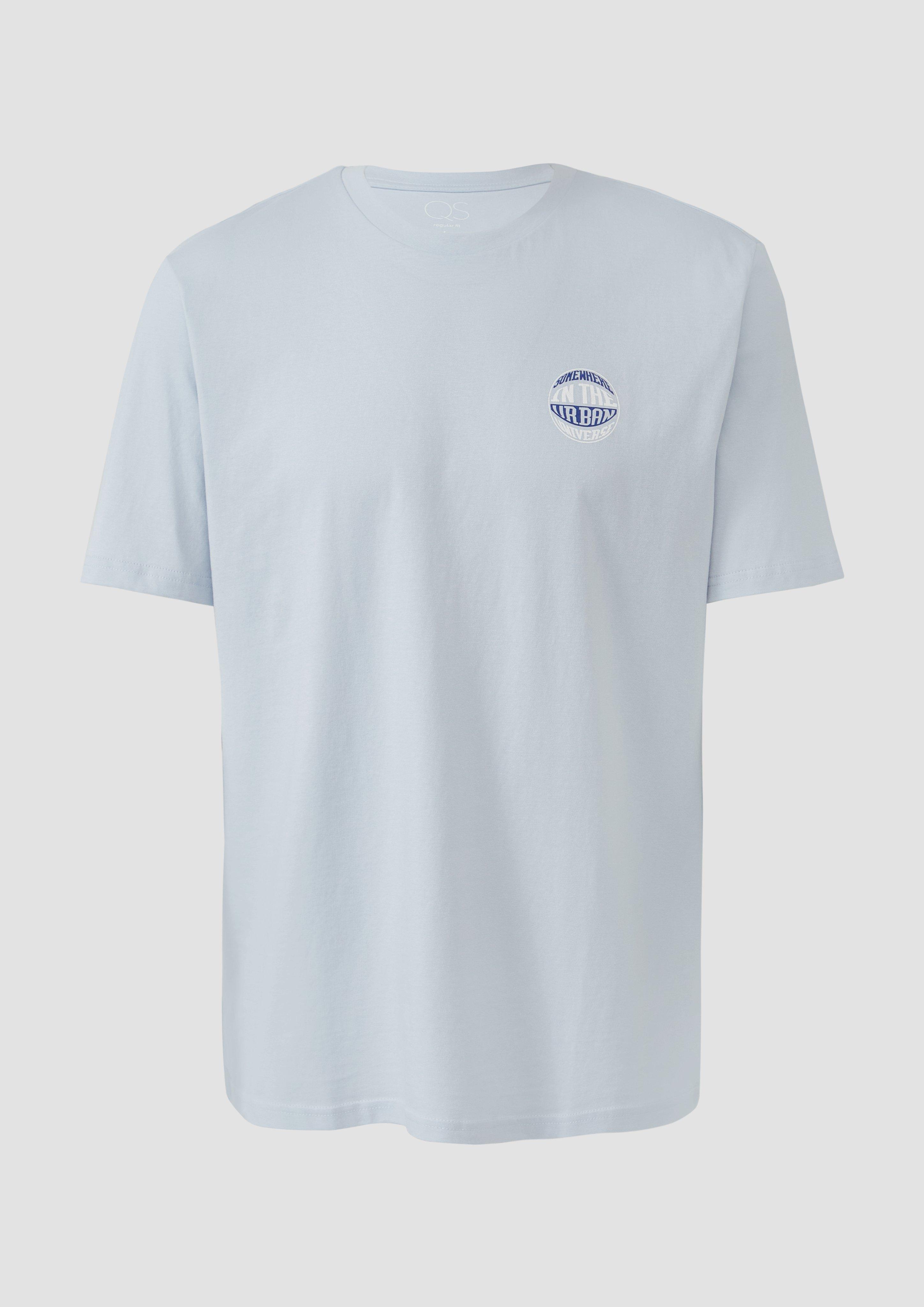 QS - T-Shirt mit kleinem Print, Herren, blau