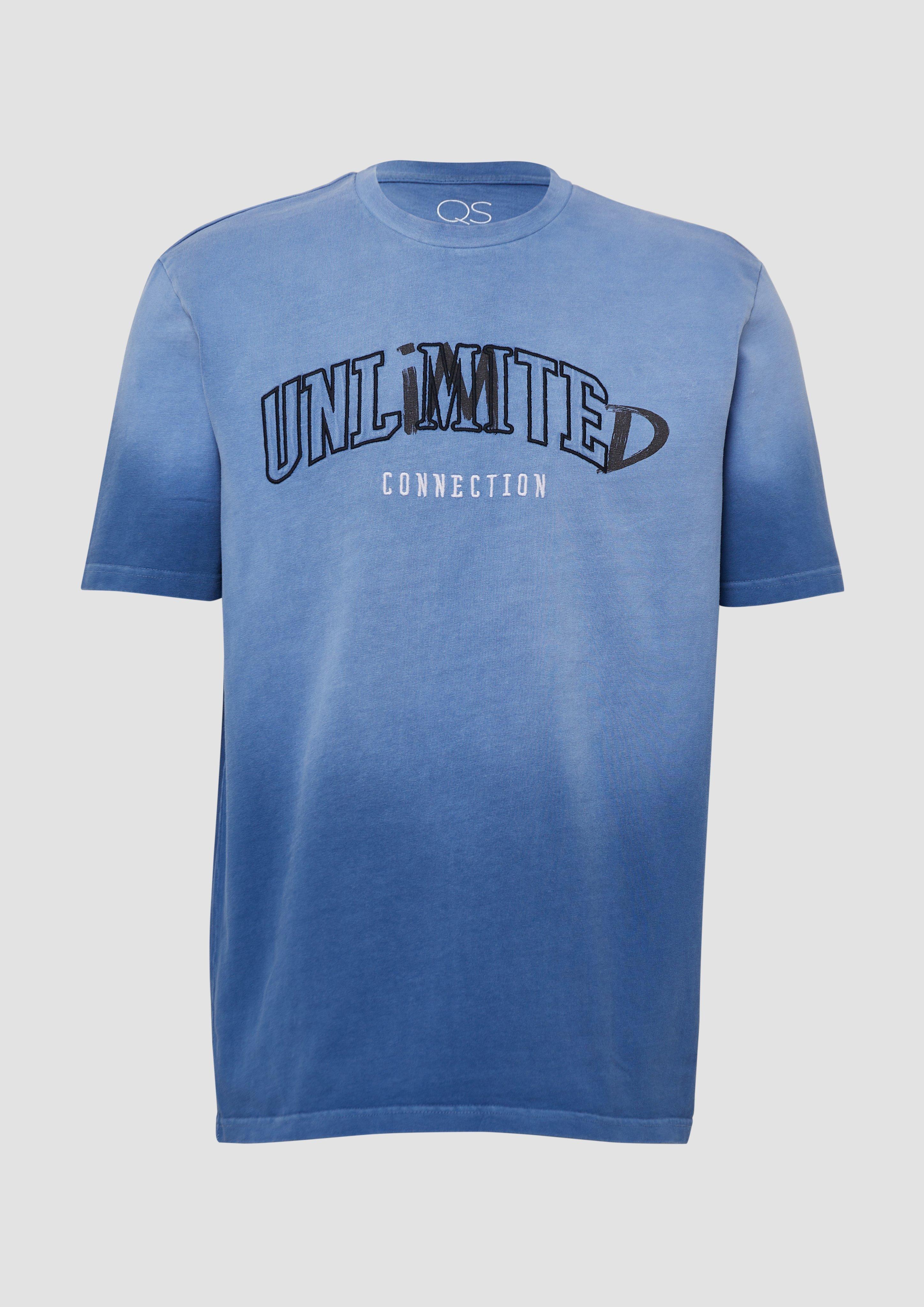 QS - T-Shirt mit Farbverlauf und Artwork, Herren, blau