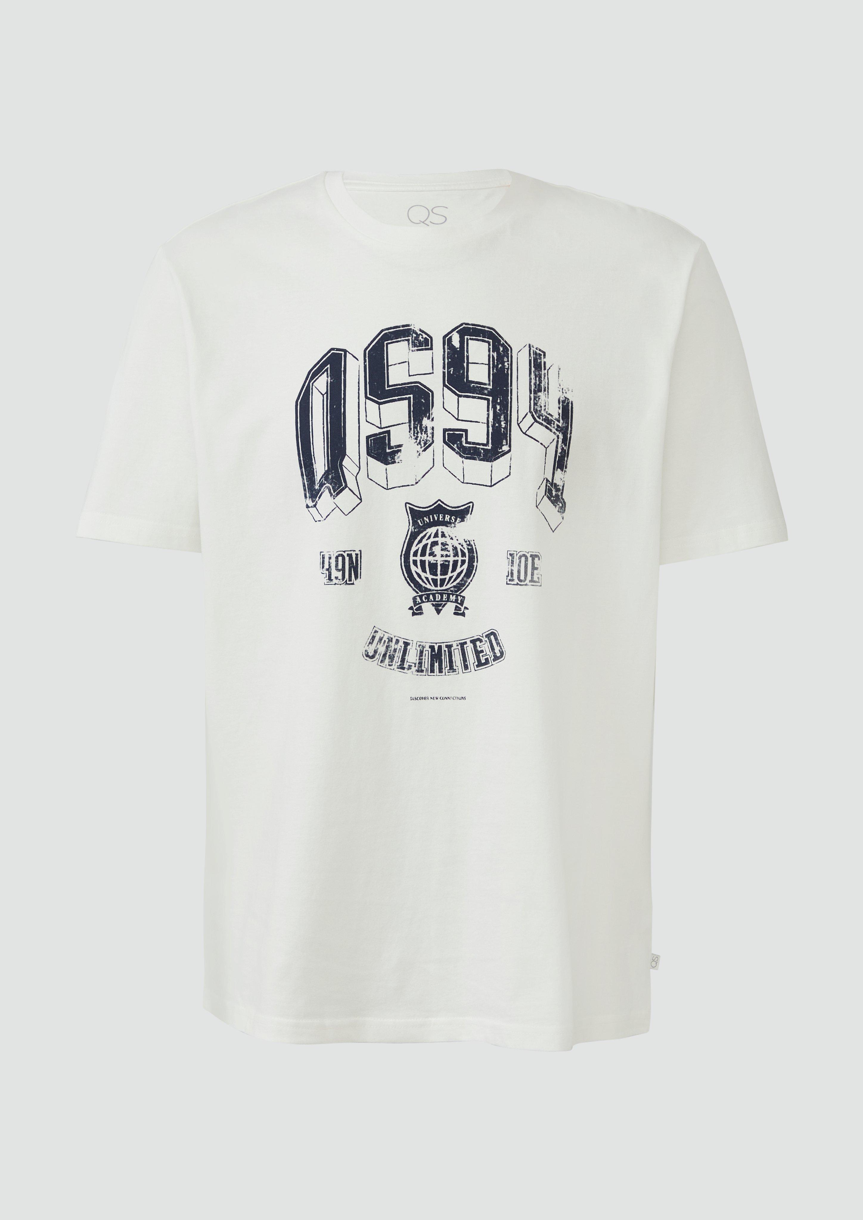 QS - T-Shirt mit Frontprint, Herren, creme