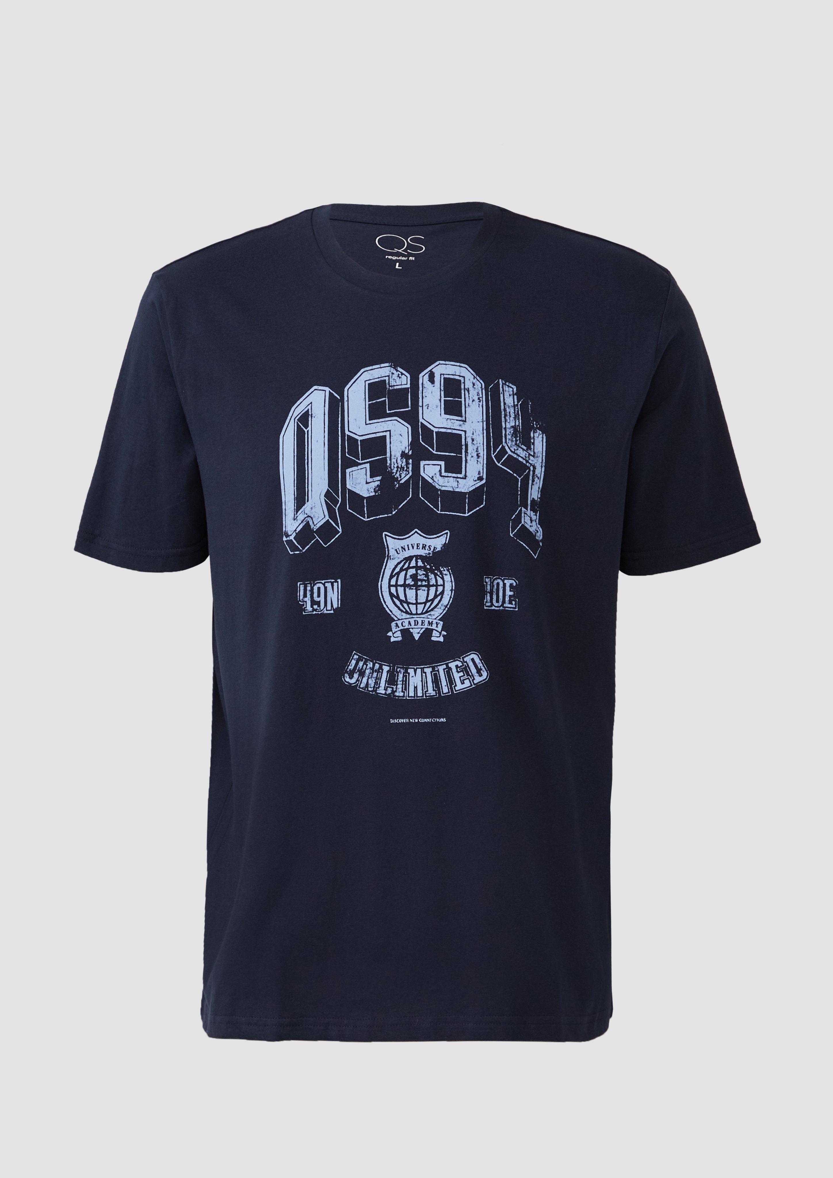 QS - T-Shirt mit Frontprint, Herren, blau