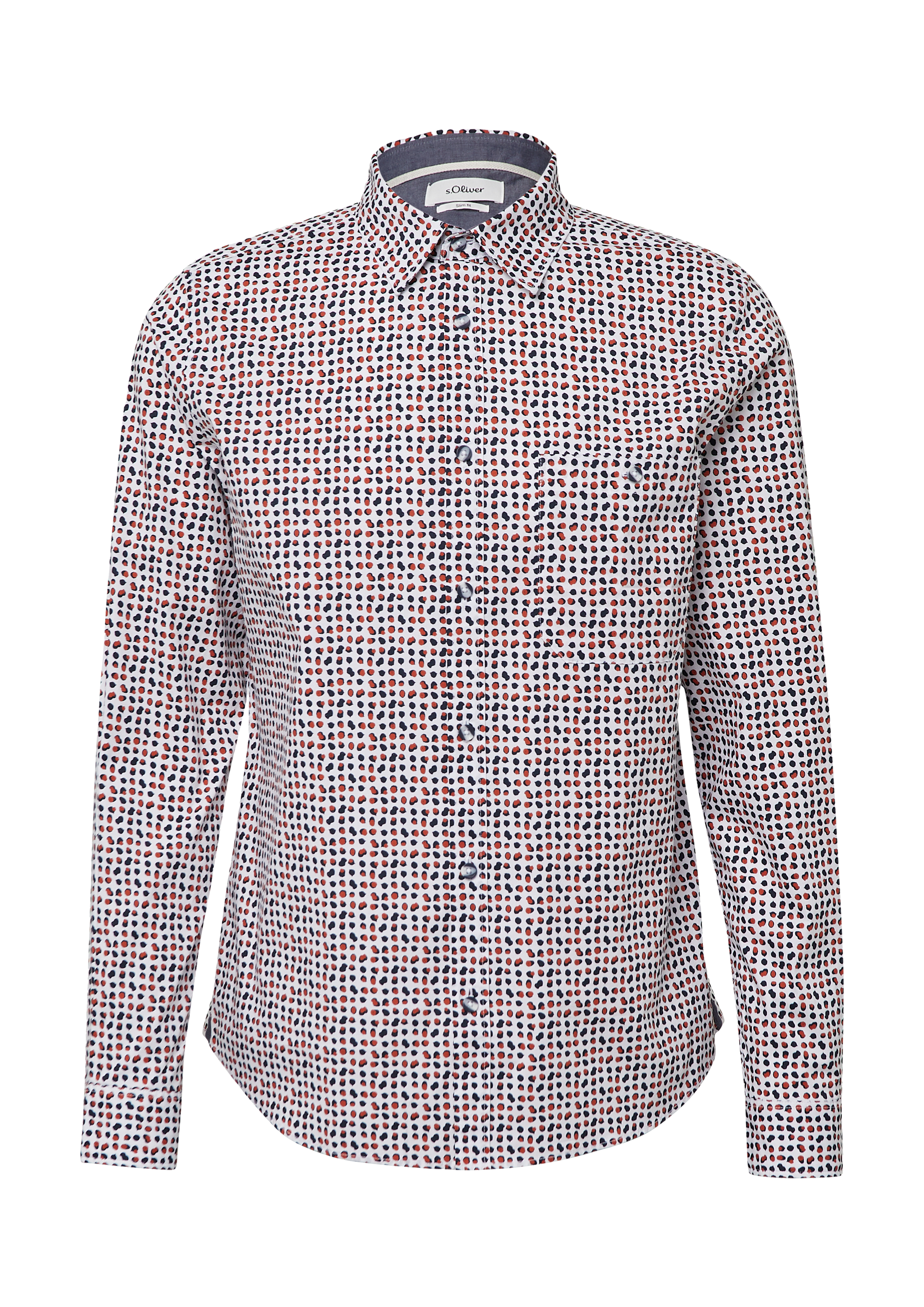 Slim fit: gedessineerd overhemd van stretchkatoen