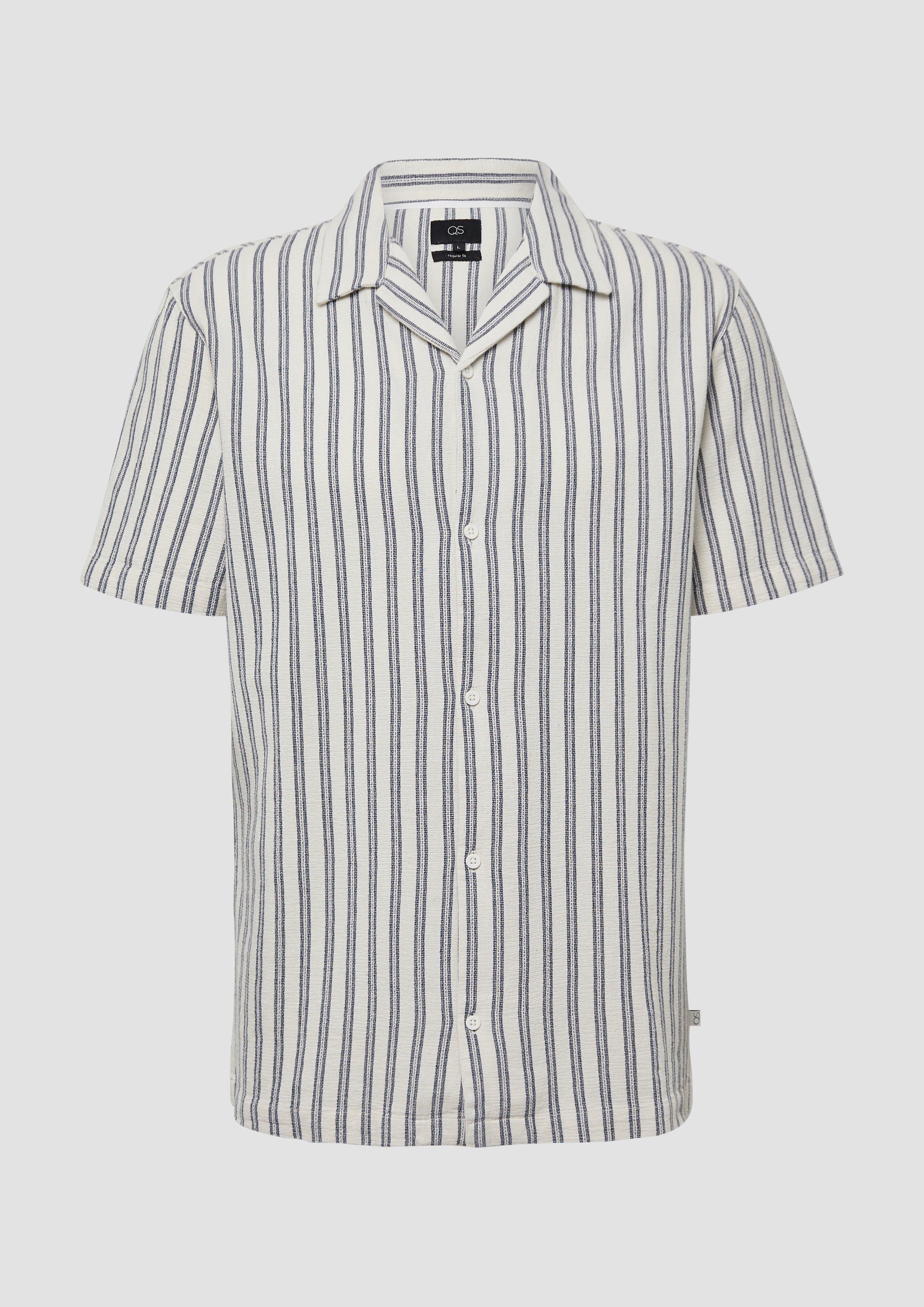 QS - Resort Fit: Hemd mit Strukturstreifen, Herren, creme