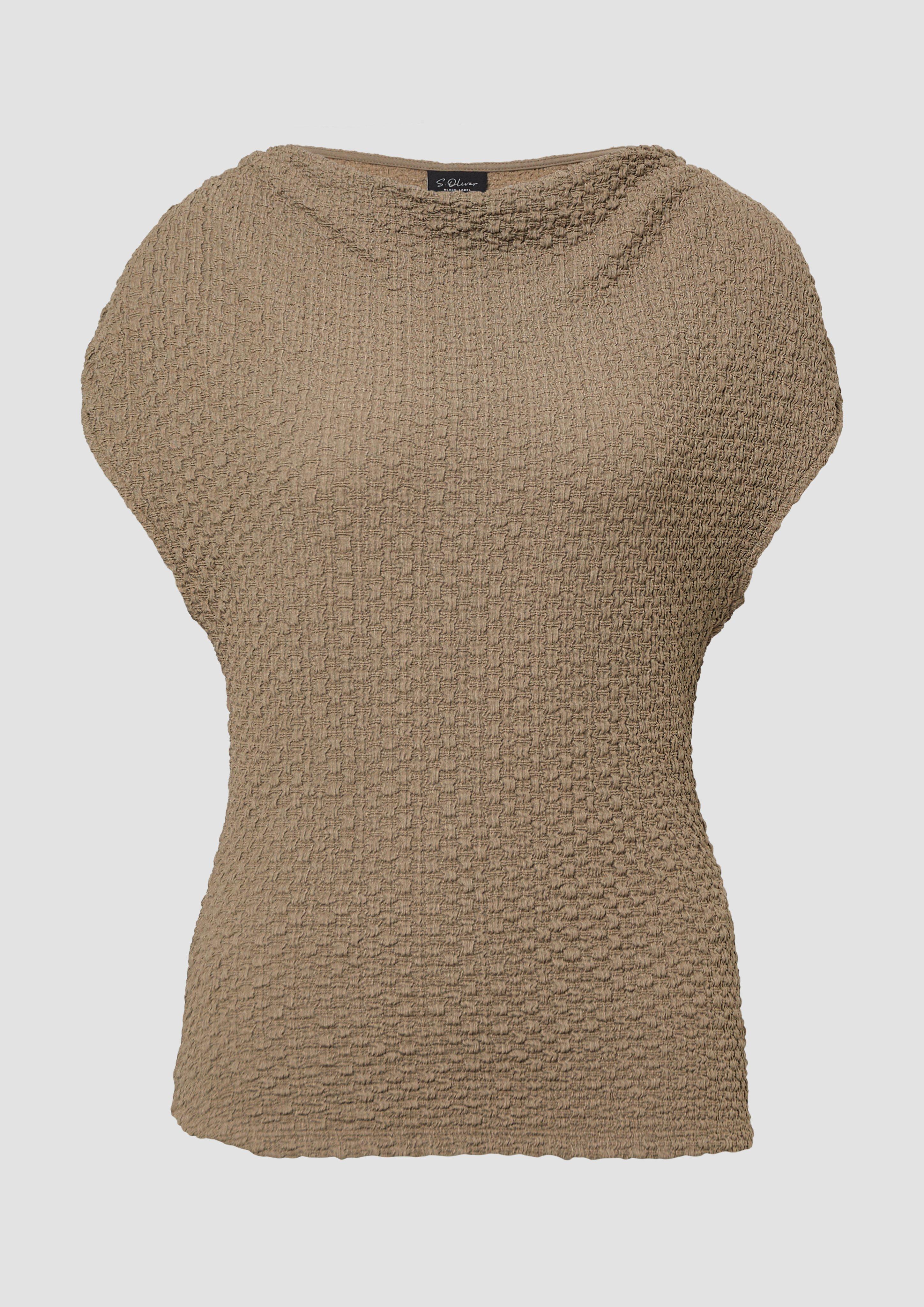 s.Oliver - Ärmelloses Shirt mit Wasserfall-Ausschnitt, Damen, braun
