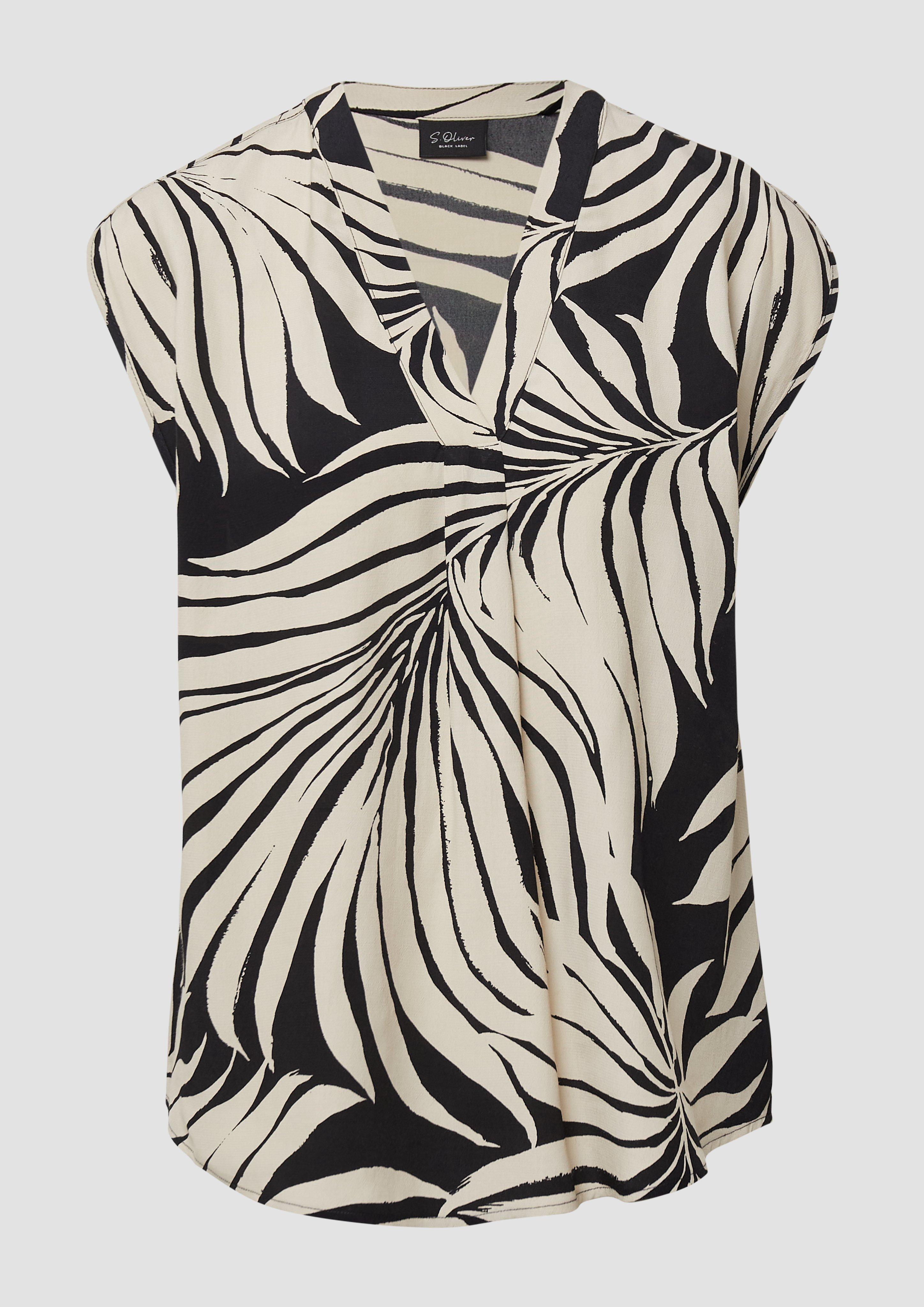 s.Oliver - Fließende Viskosebluse mit floralem Print, Damen, schwarz