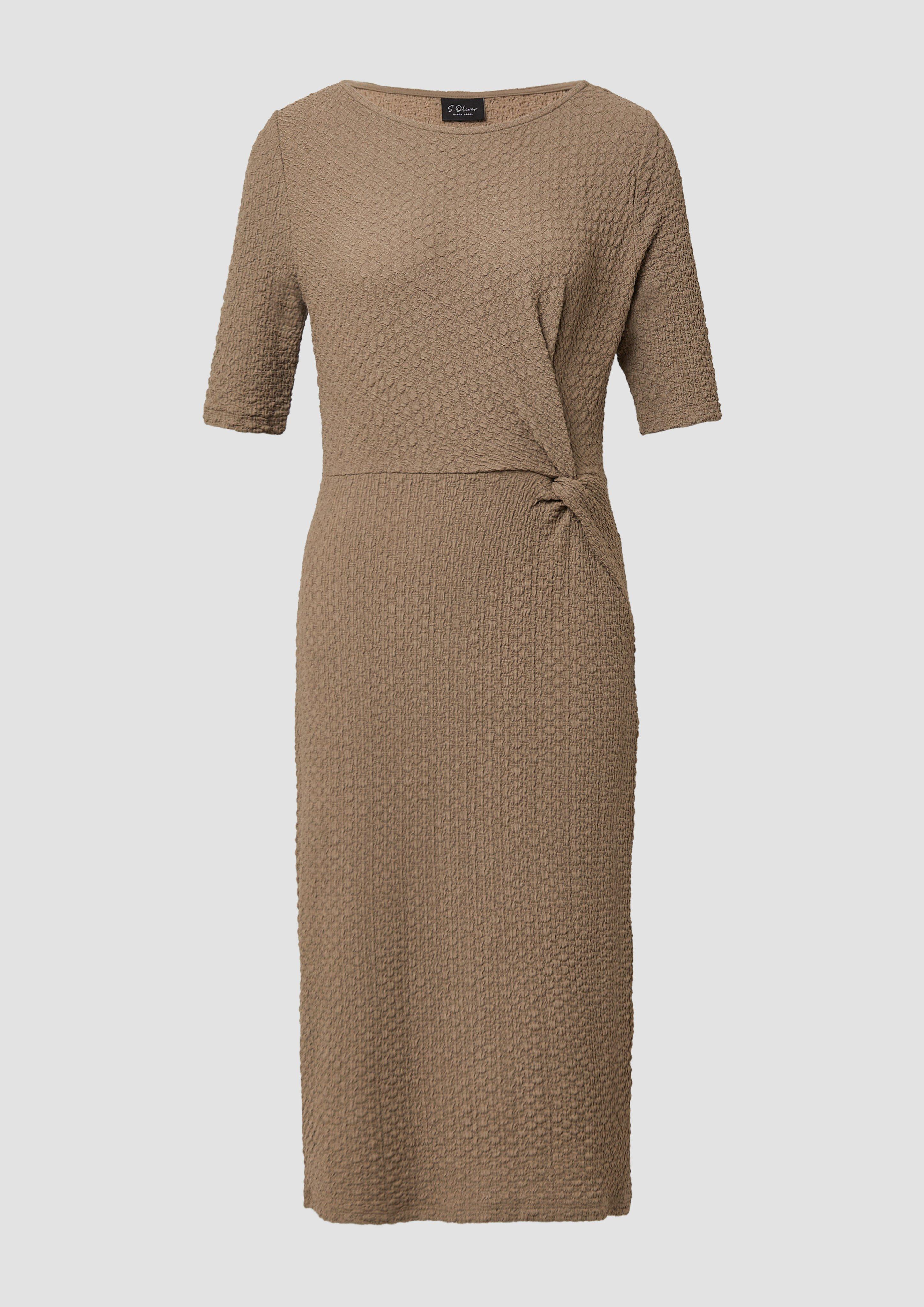 s.Oliver - Strukturiertes Jersey-Etuikleid mit Knotendetail, Damen, braun