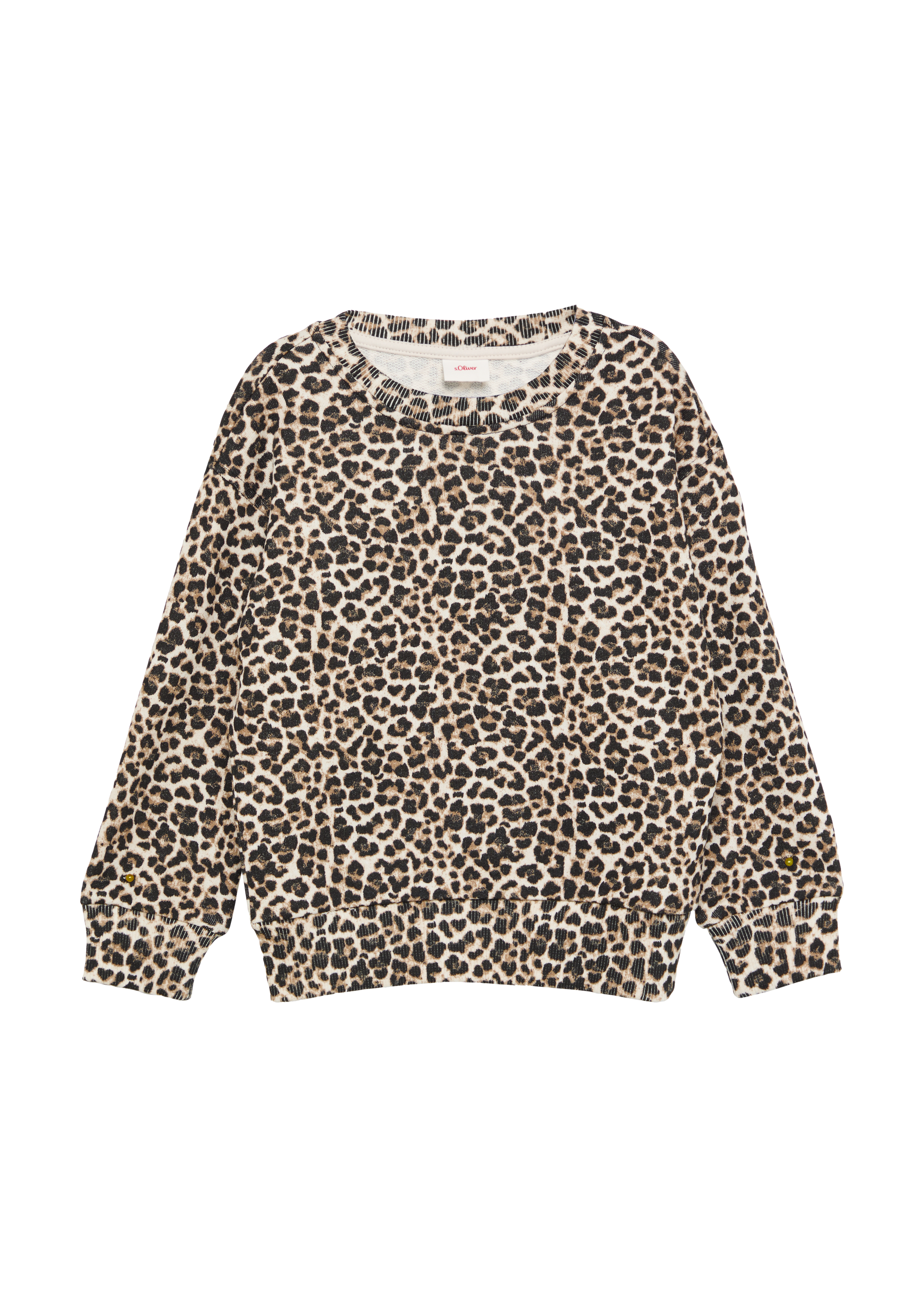 s.Oliver - Oversized-Sweatshirt mit Leo-Print, Mädchen, creme