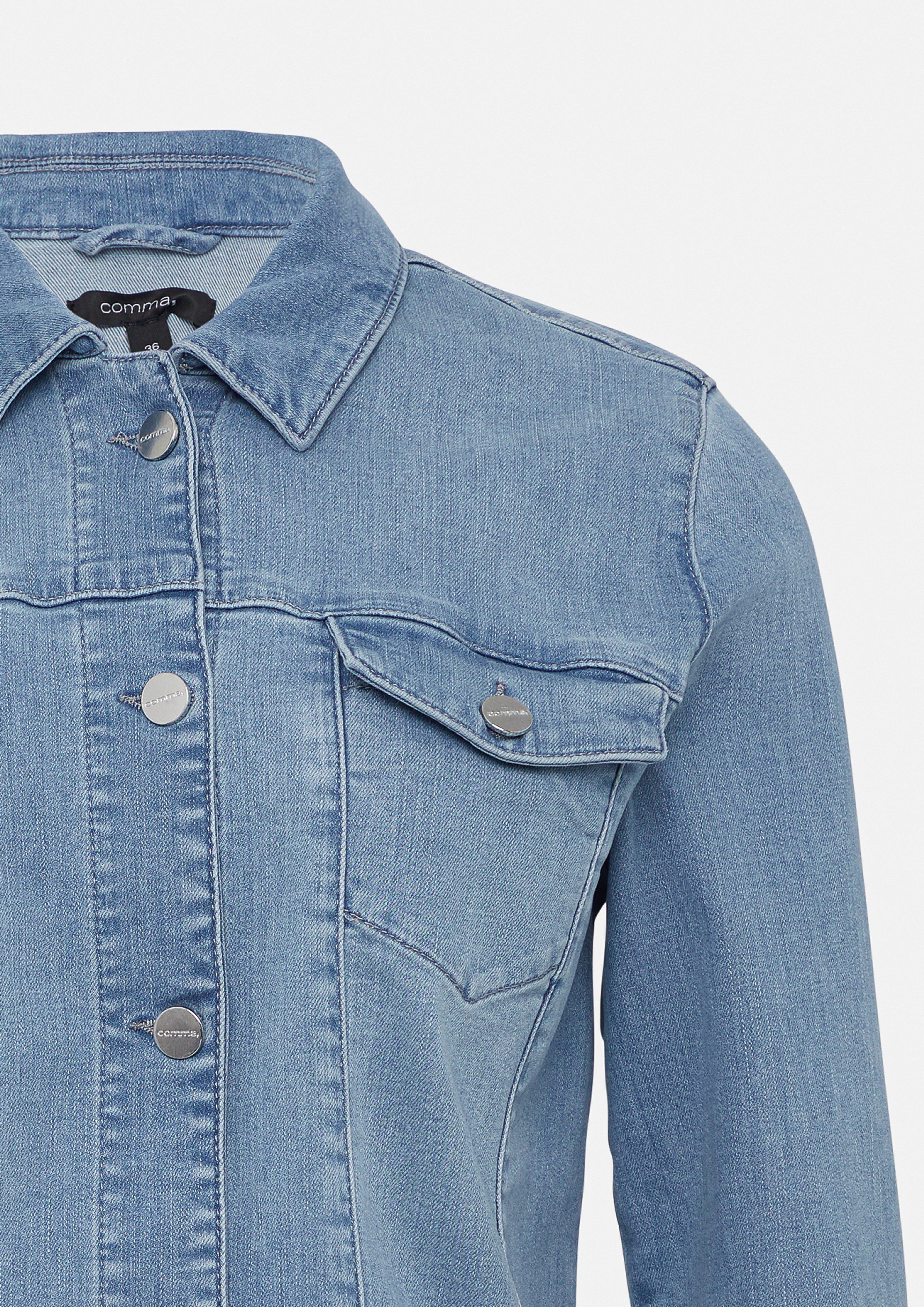 Stretchy denim jacket with a garment wash - Blue | SCAYLE