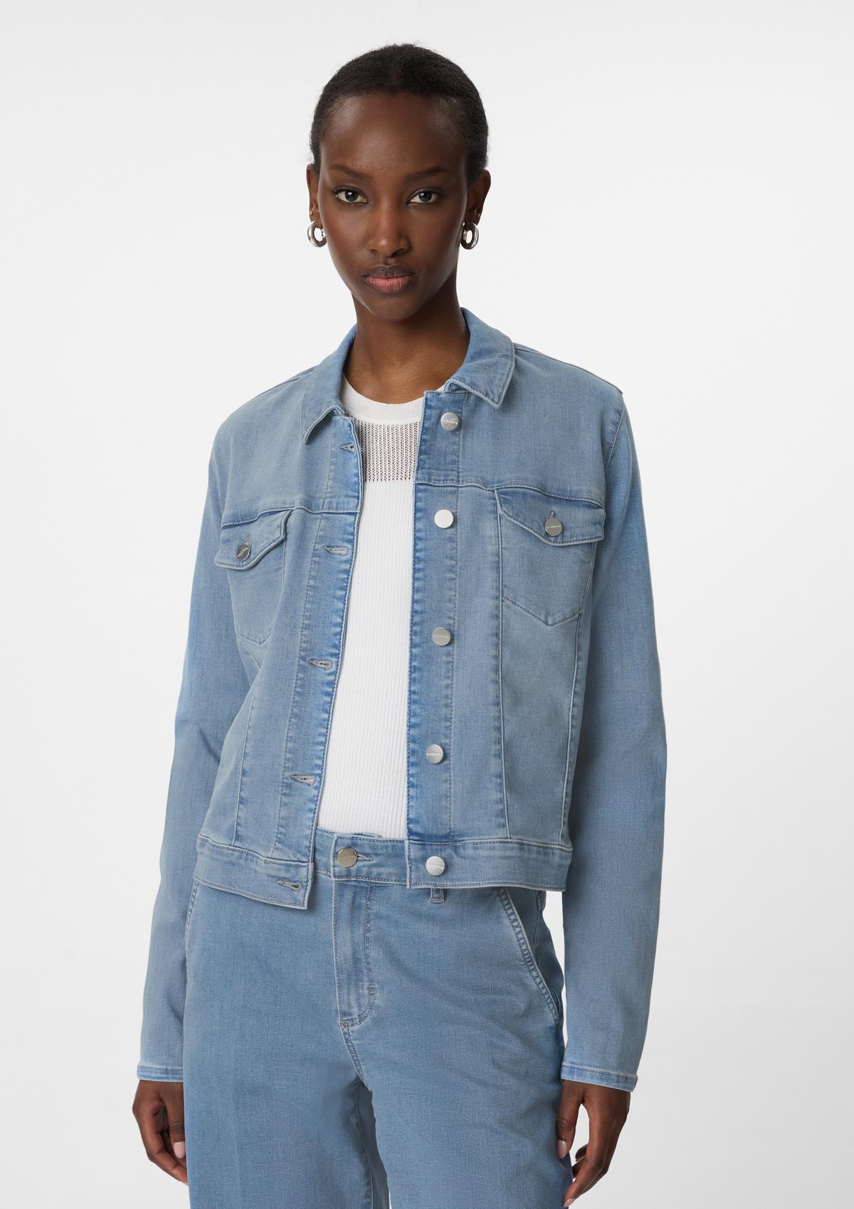 Stretchy denim jacket with a garment wash - blue | Comma Stretchy denim jacket with a garment wash - blue | Comma