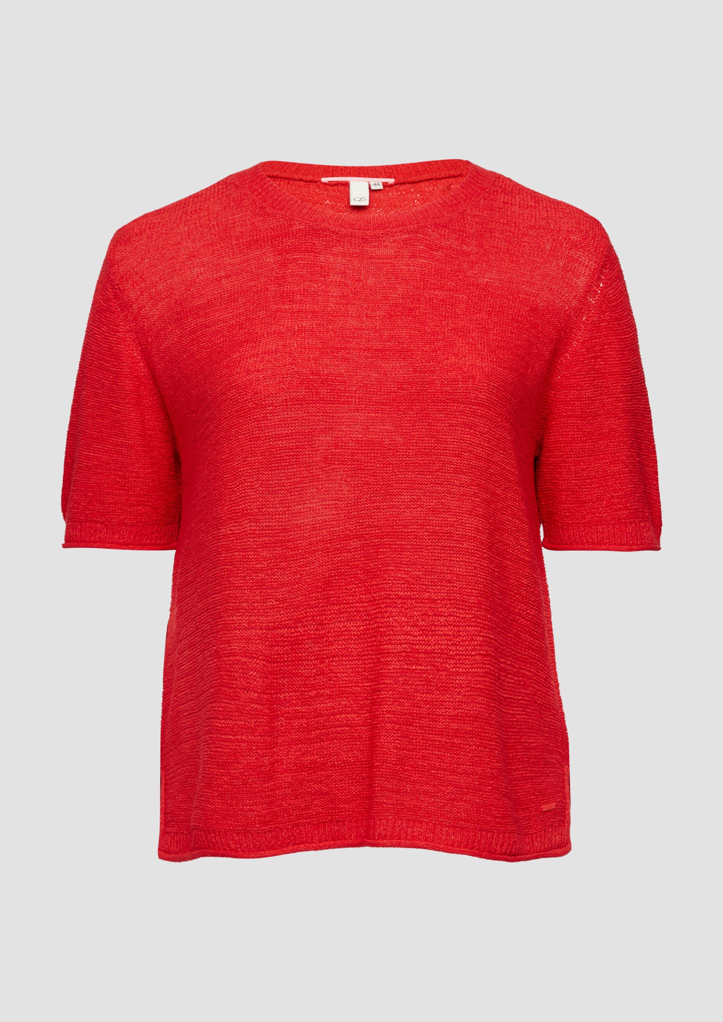 QS - Kurzarmpullover aus Bändchengarn, Damen, rot