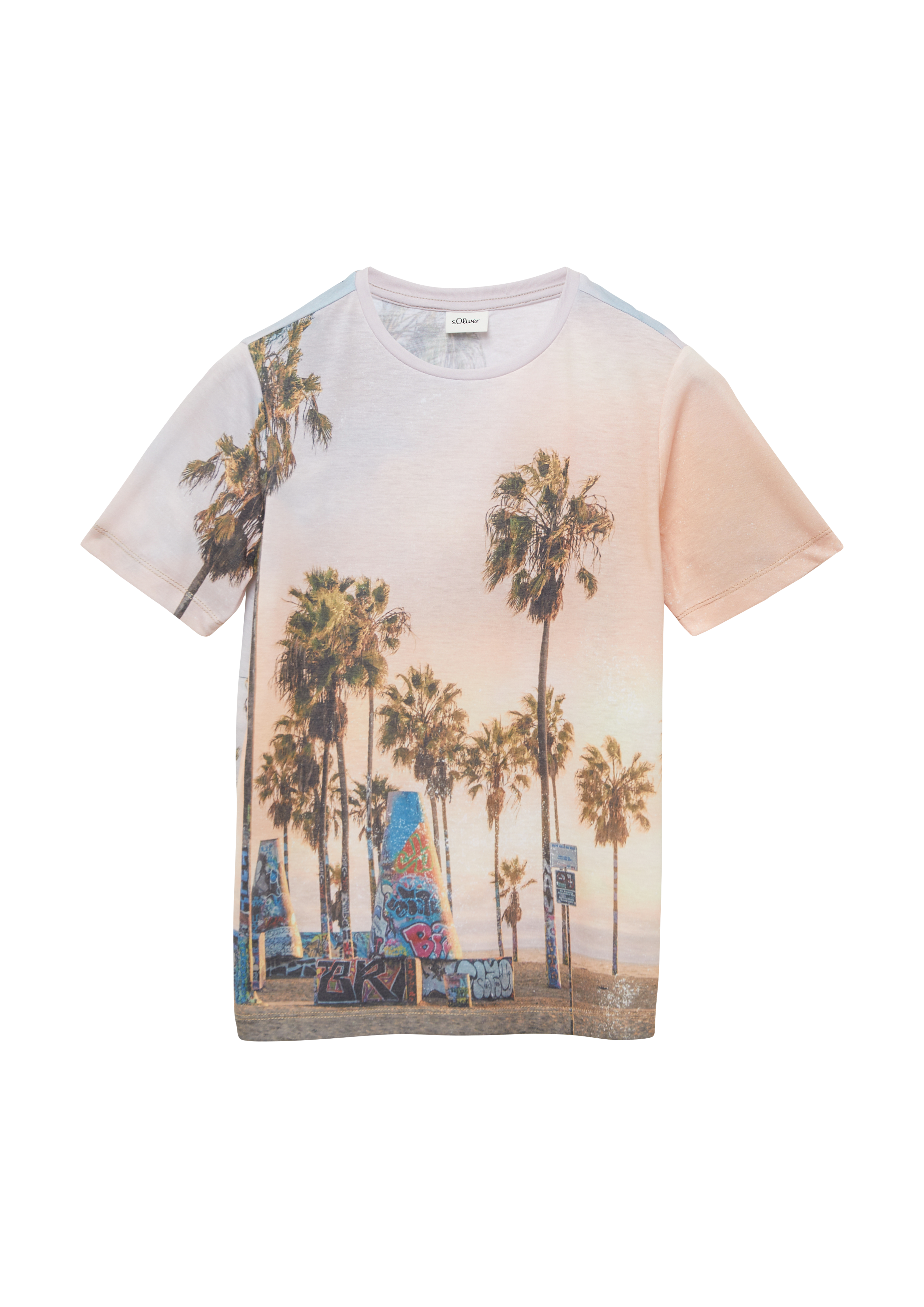 s.Oliver - T-Shirt aus Baumwollmix mit All-over-Print, Jungen, weiß