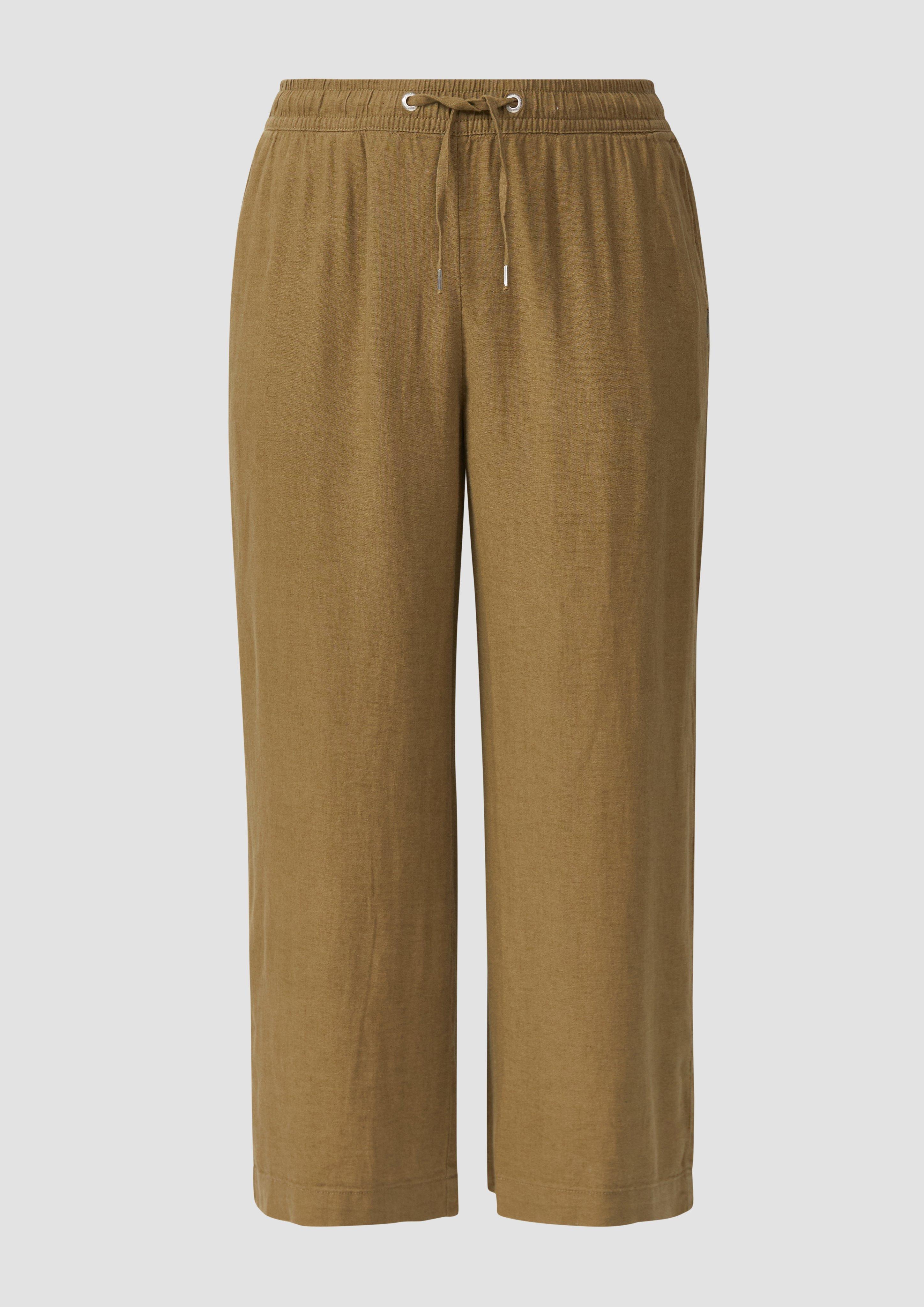 QS - Wide Leg-Hose aus Leinenmix, Damen, braun