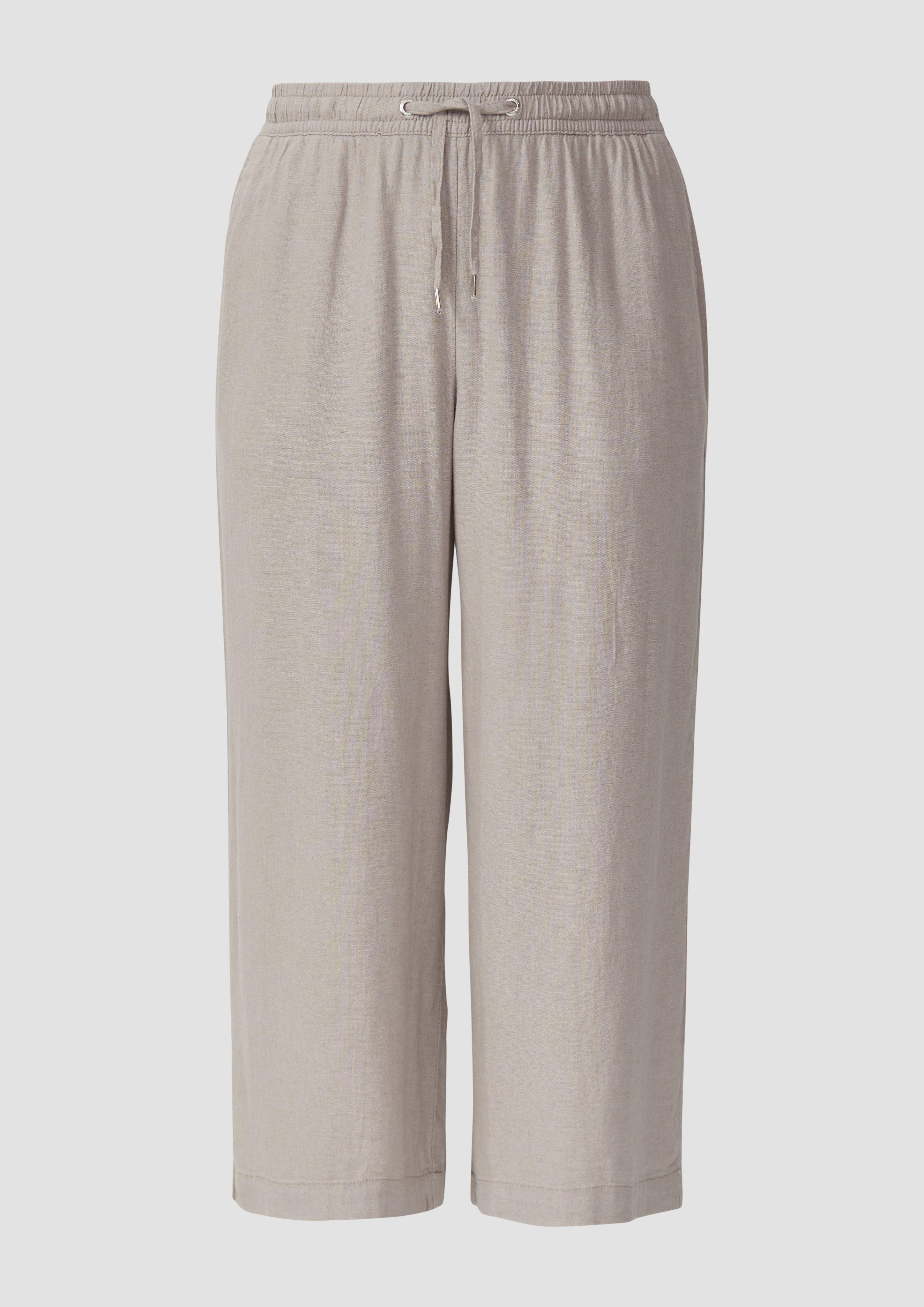 QS - Wide Leg-Hose aus Leinenmix, Damen, grau