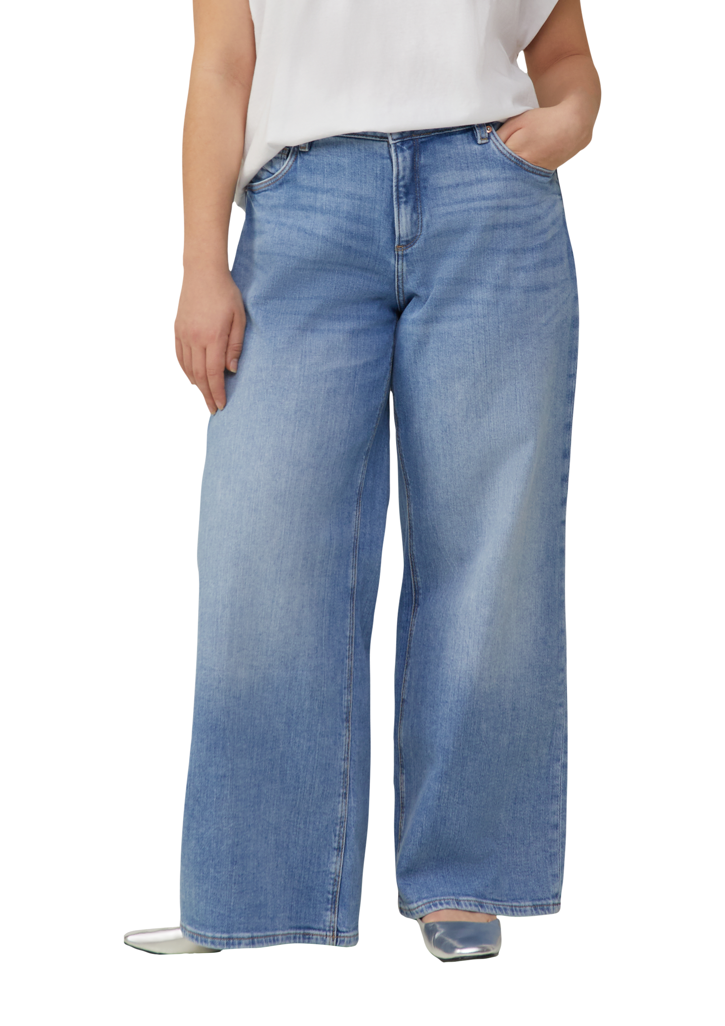 QS - Jeans / Slim Fit / Mid Rise / Wide Leg, Damen, blau