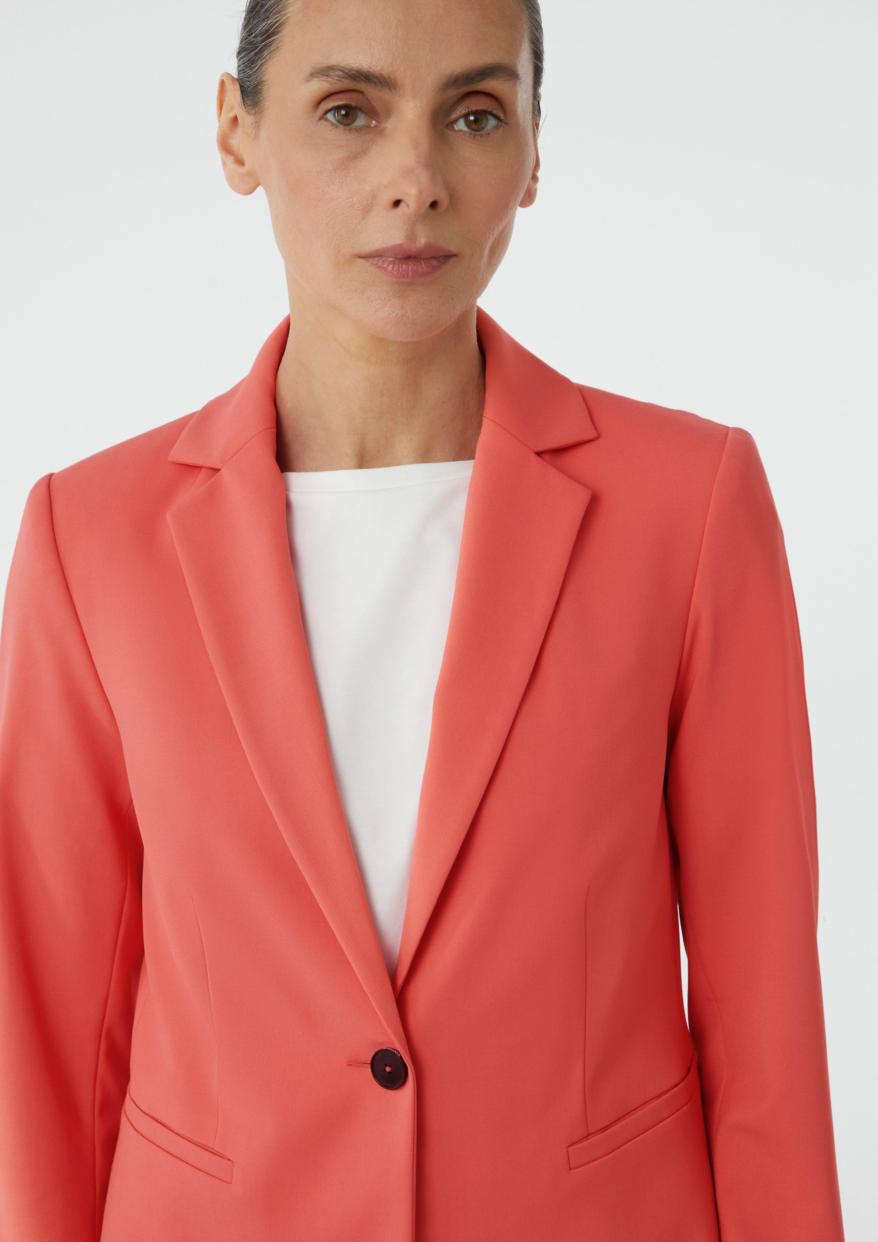 Fitted blazer with a lapel collar - coral | Comma Fitted blazer with a lapel collar - coral | Comma