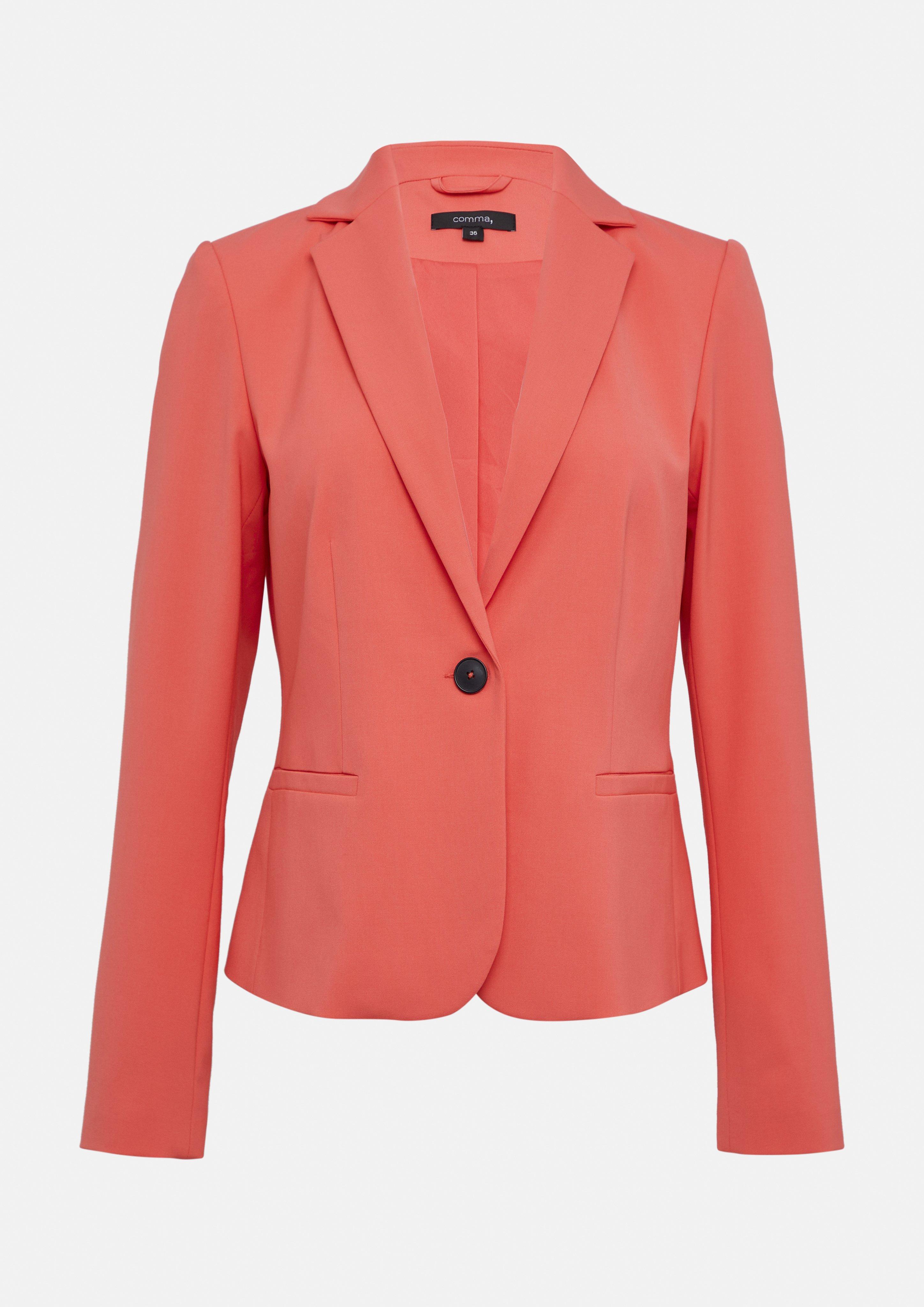 Fitted blazer with a lapel collar - coral | Comma Fitted blazer with a lapel collar - coral | Comma