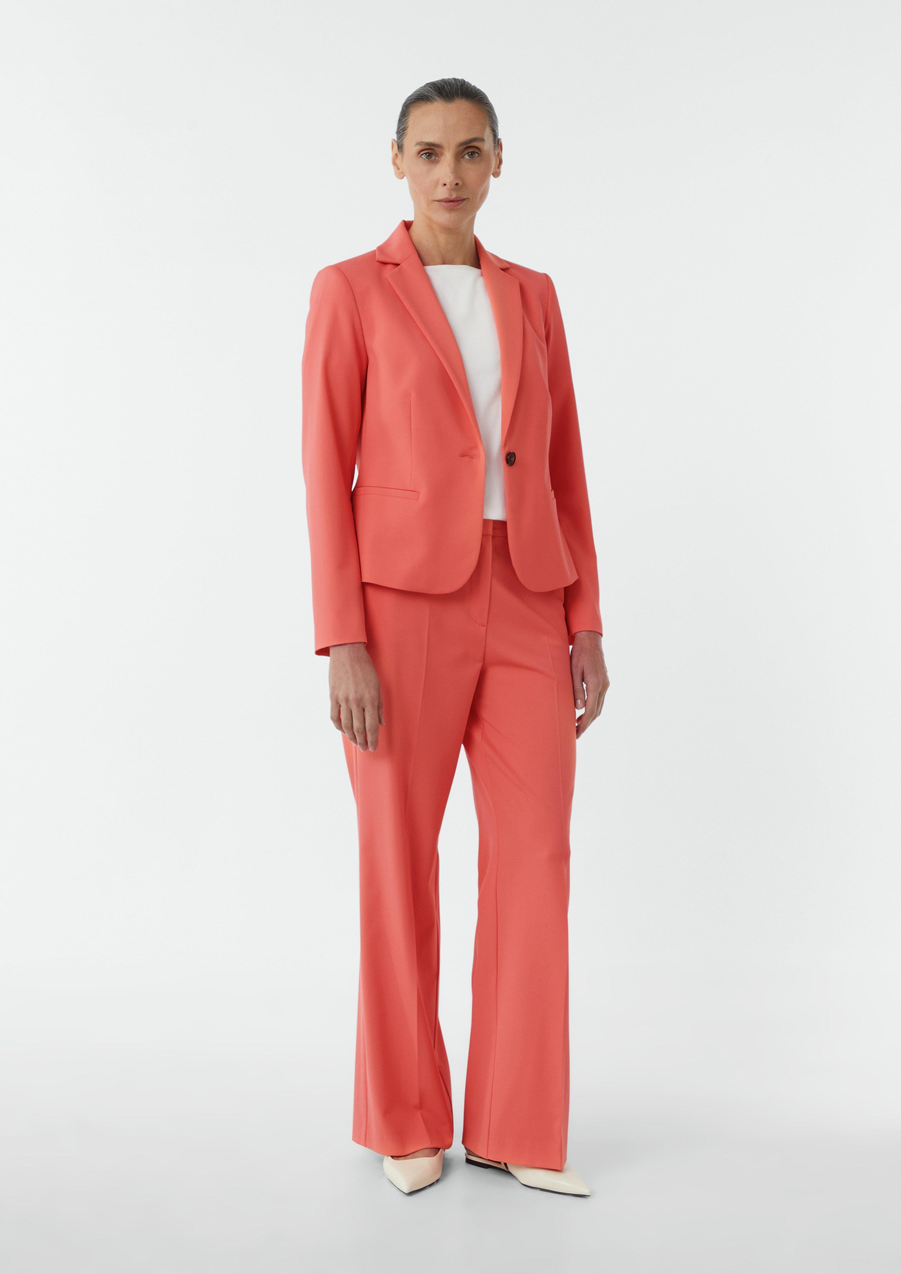 Fitted blazer with a lapel collar - coral | Comma Fitted blazer with a lapel collar - coral | Comma