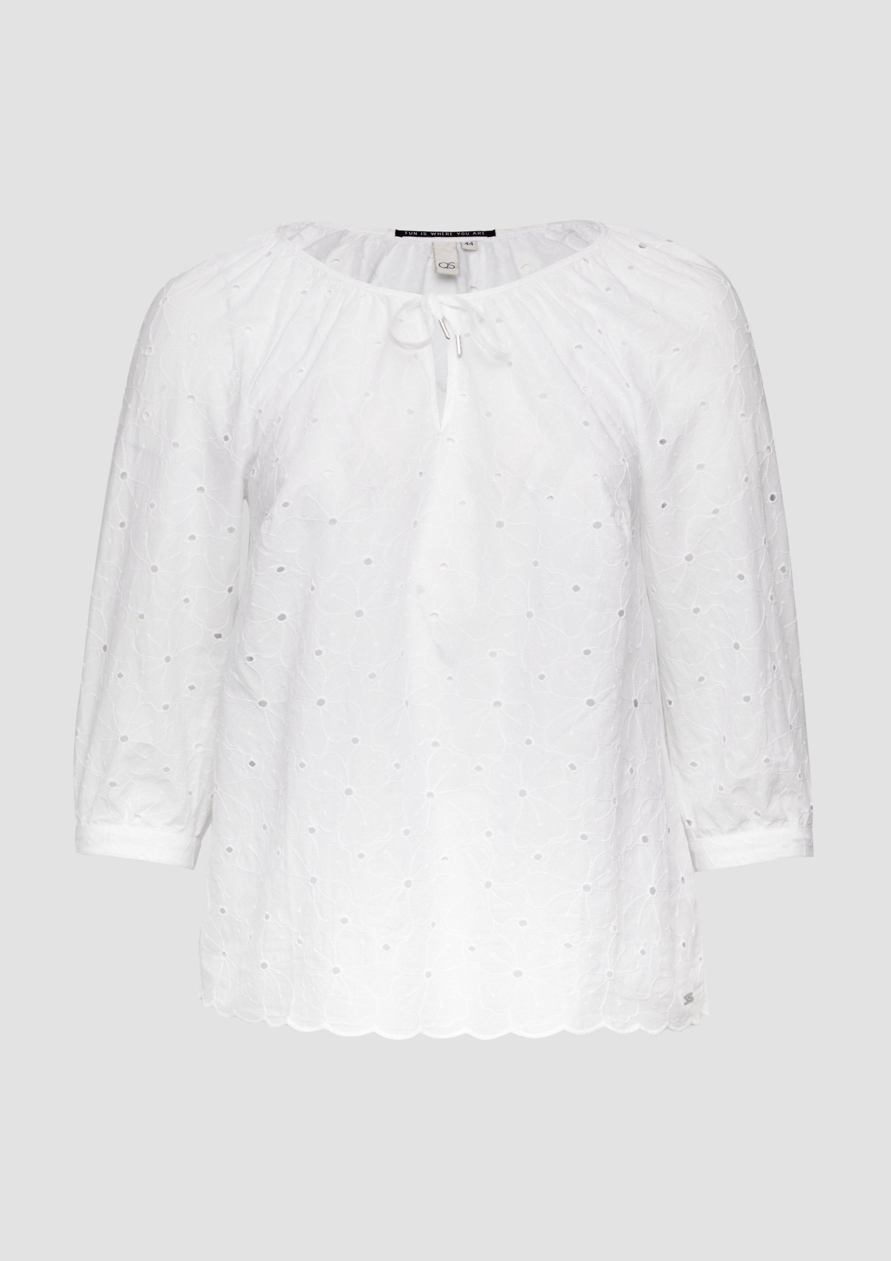 QS - Bluse mit Raffung, Damen, weiß