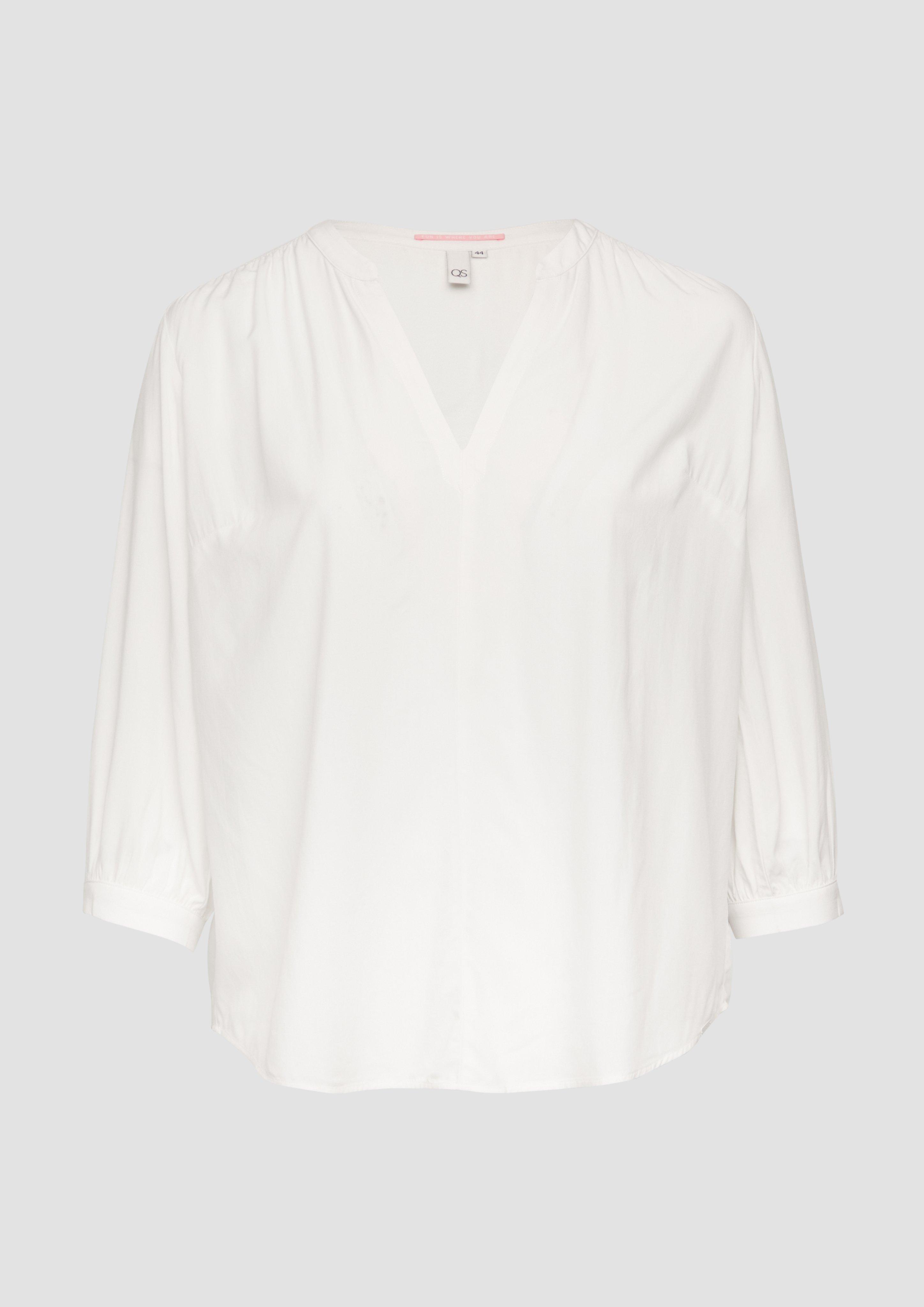 QS - Bluse aus Viskose mit Smok-Detail, Damen, creme
