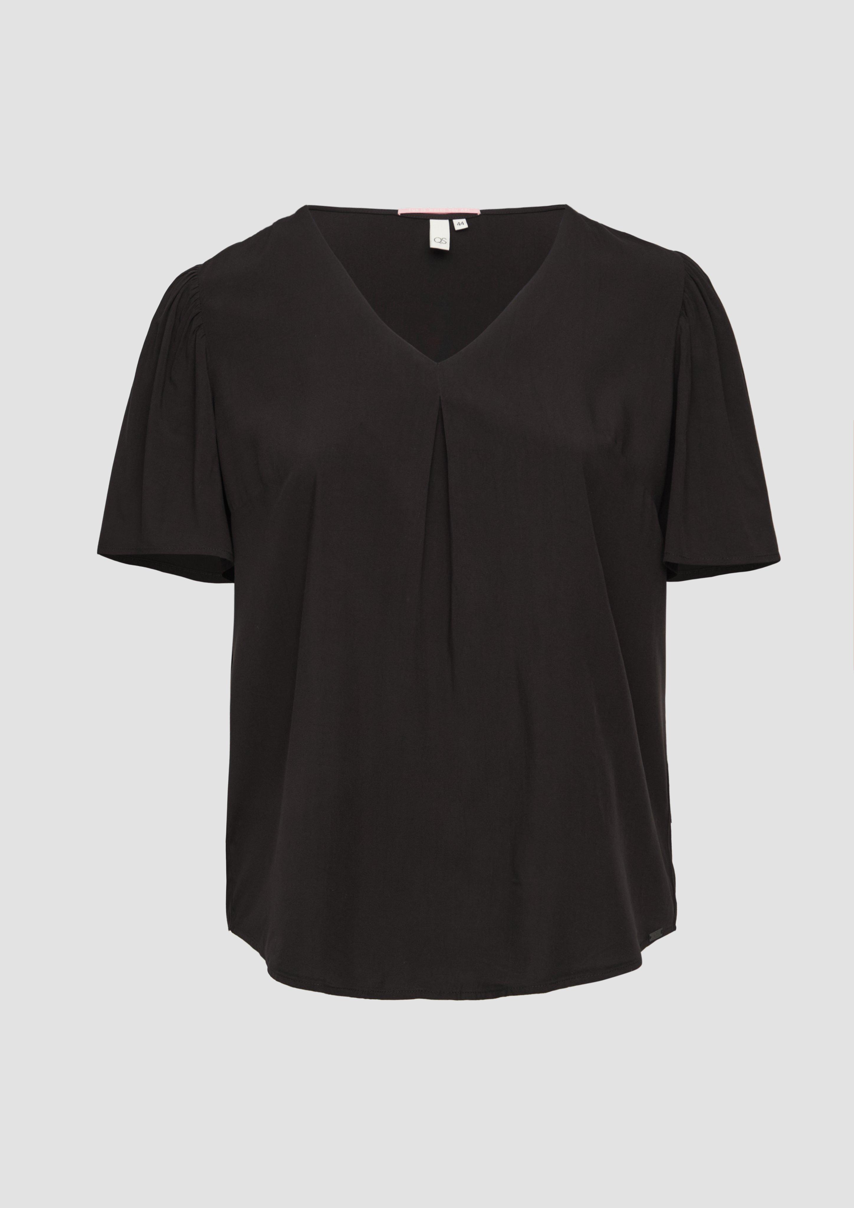QS - Bluse mit Puffärmeln, Damen, schwarz