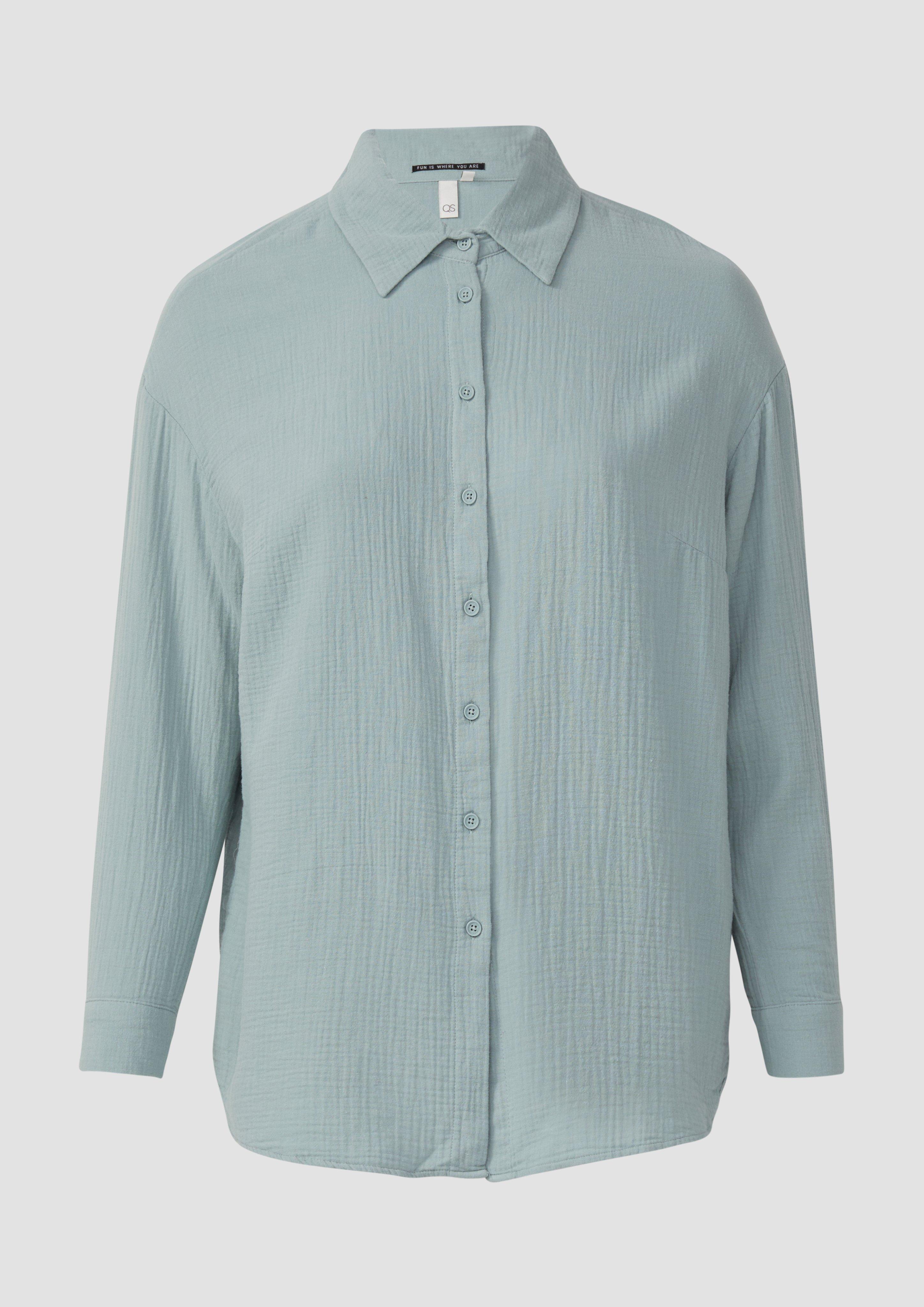 QS - Hemdbluse aus Musselin im Oversize-Schnitt, Damen, grün