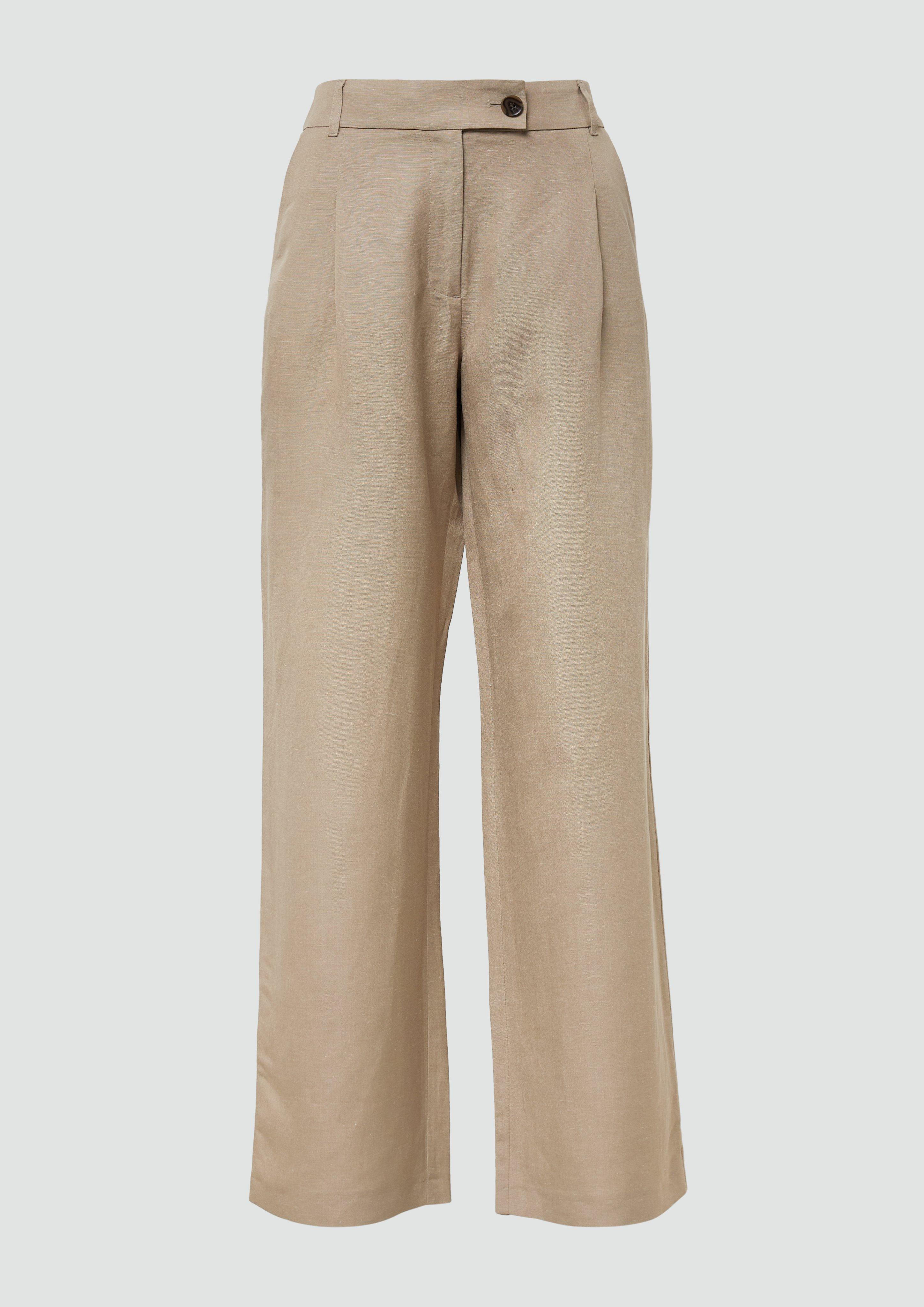 s.Oliver - Relaxed-Fit-Hose aus Leinenmix mit Extra Wide Leg, Damen, braun