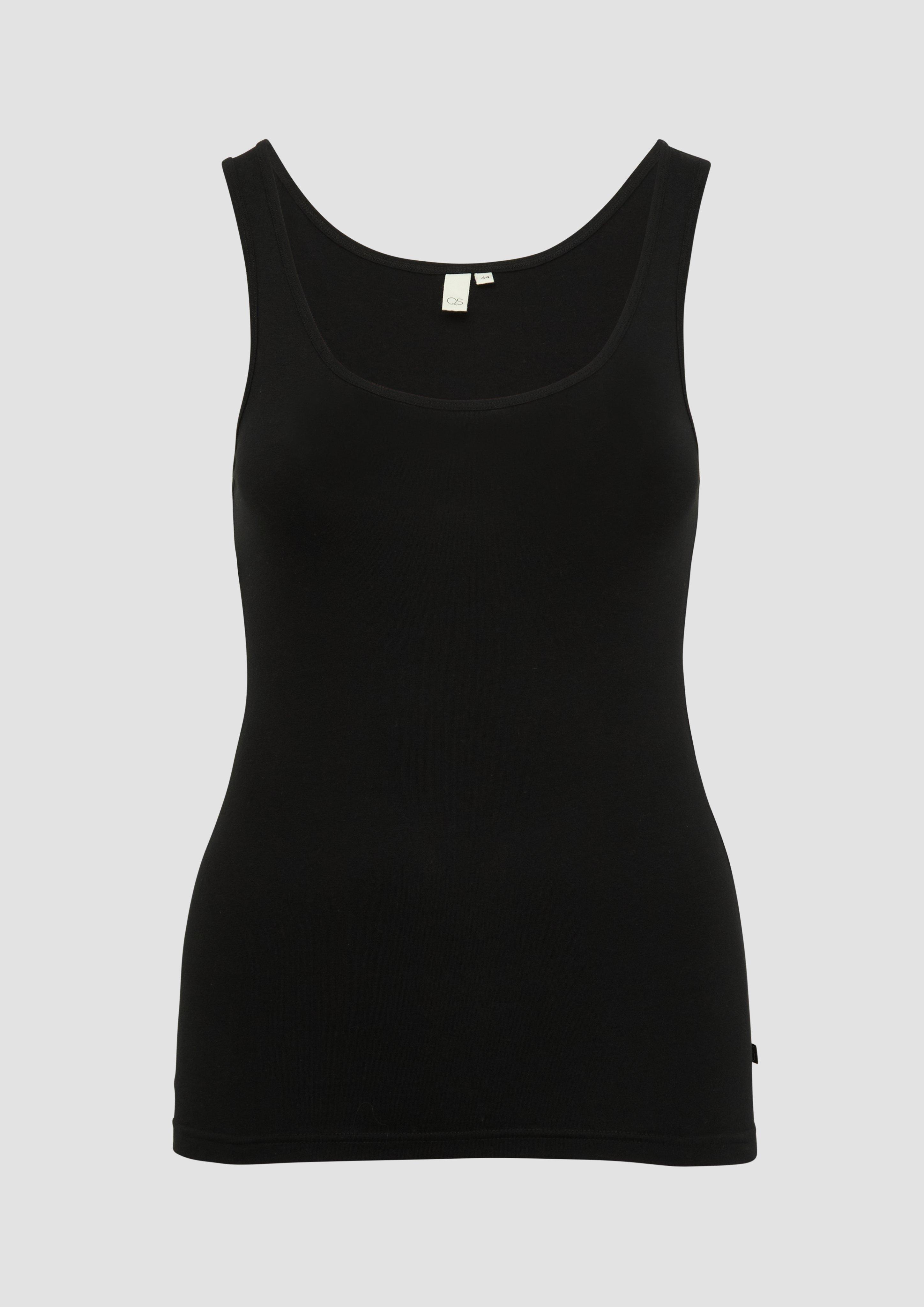 QS - Top aus Baumwolljersey, Damen, schwarz