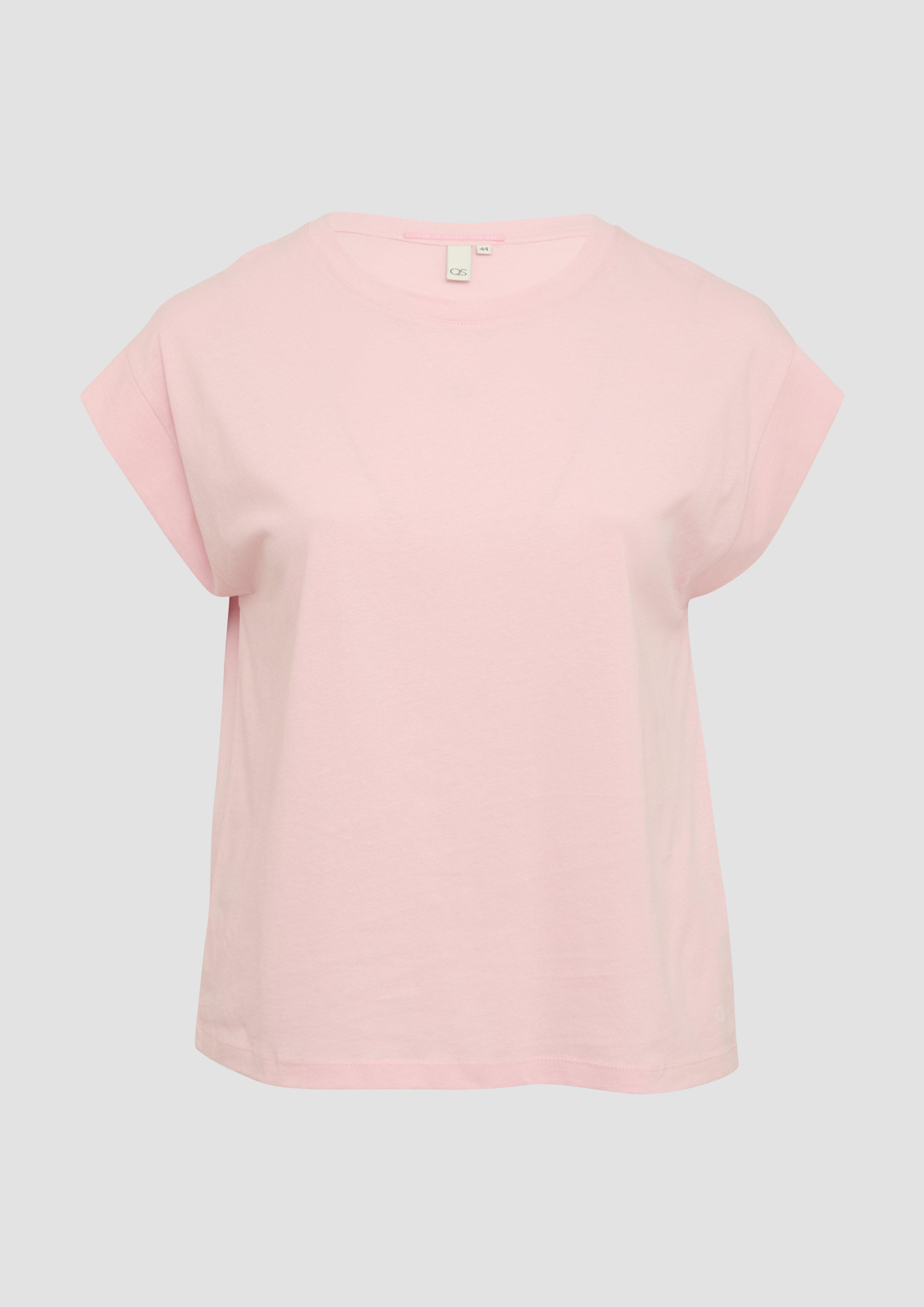 QS - Baumwollshirt mit Schulterdetail, Damen, Rosa