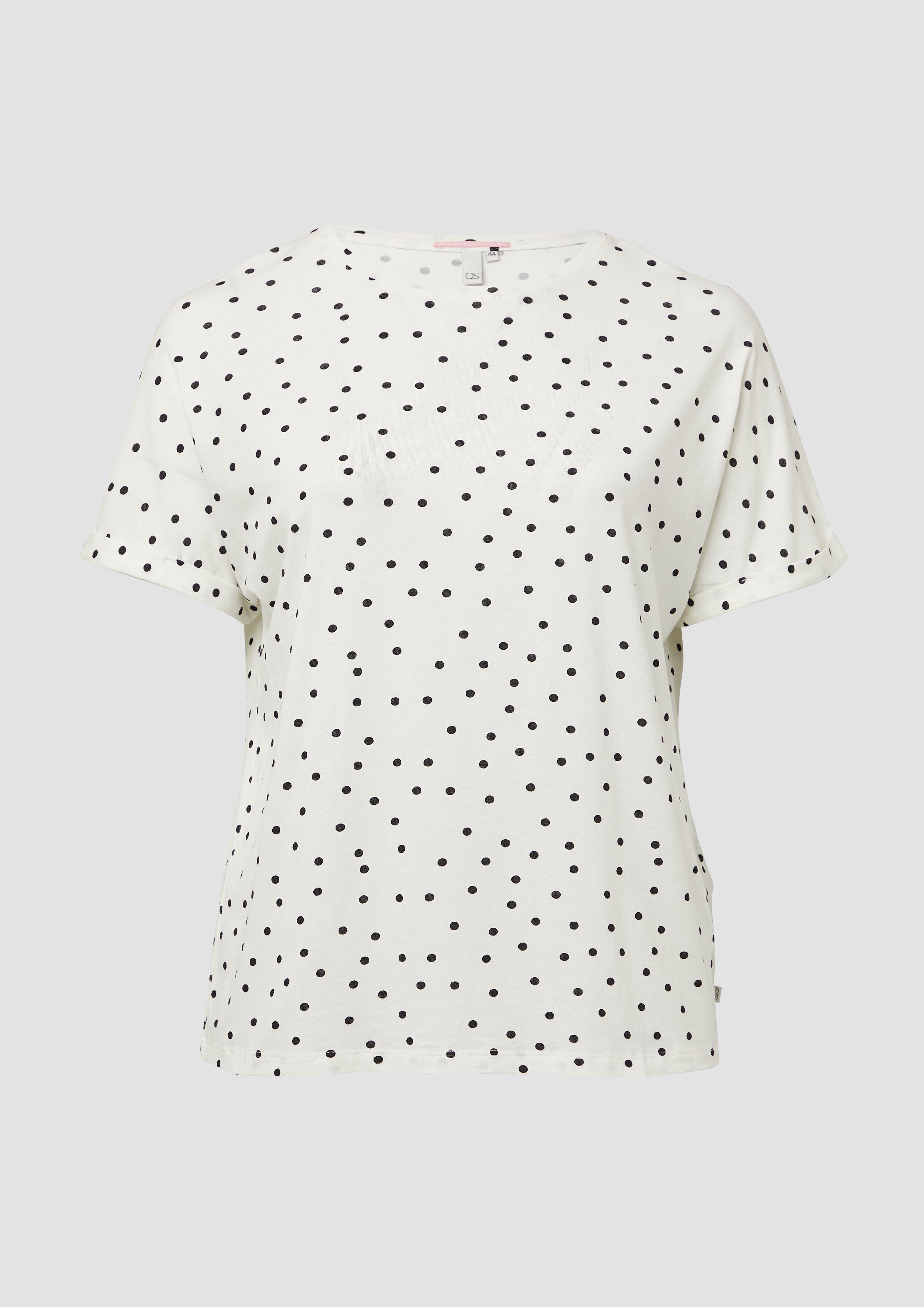 QS - Locker geschnittenes T-Shirt aus Modalmix, Damen, creme