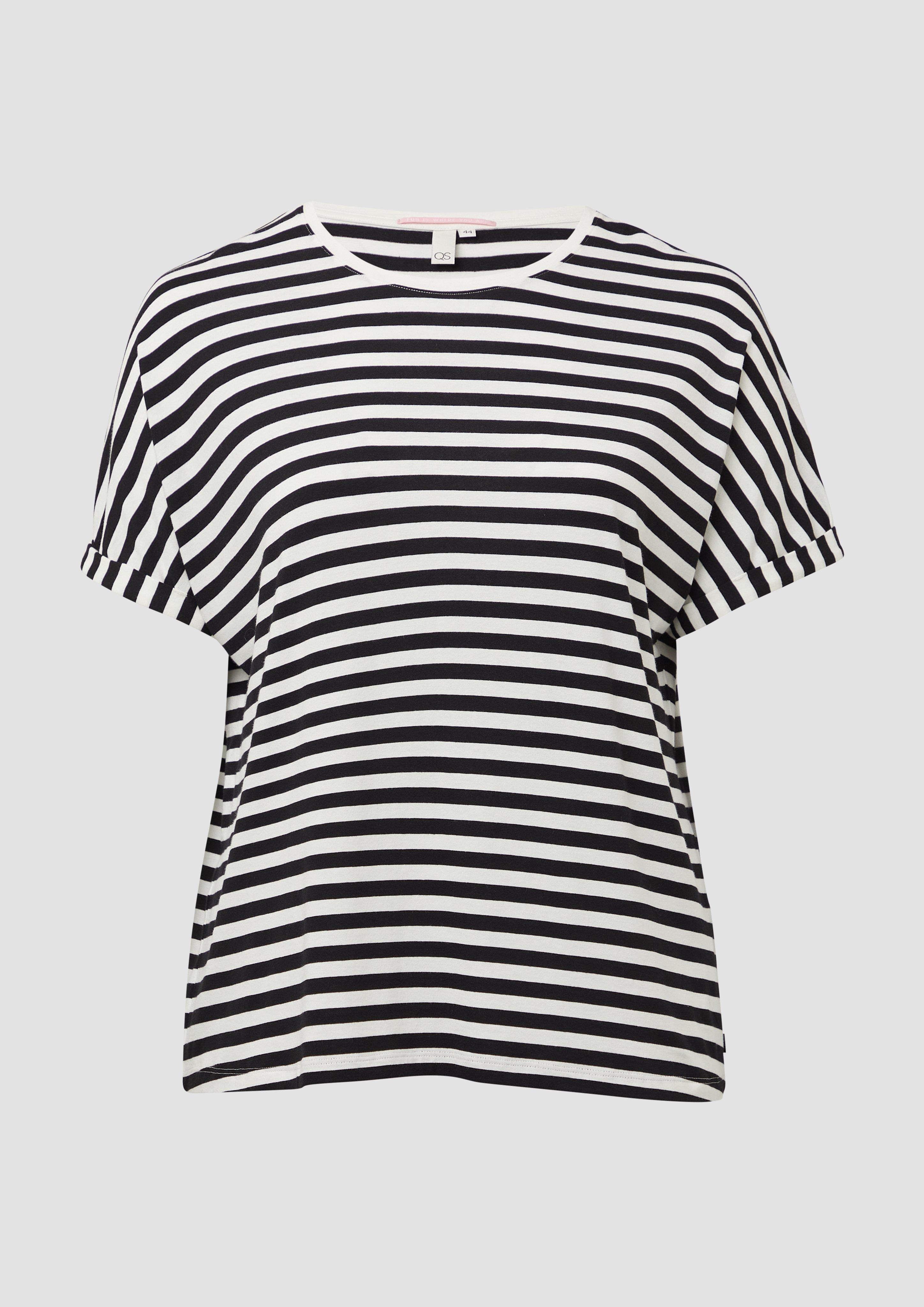 QS - Locker geschnittenes T-Shirt aus Modalmix, Damen, schwarz