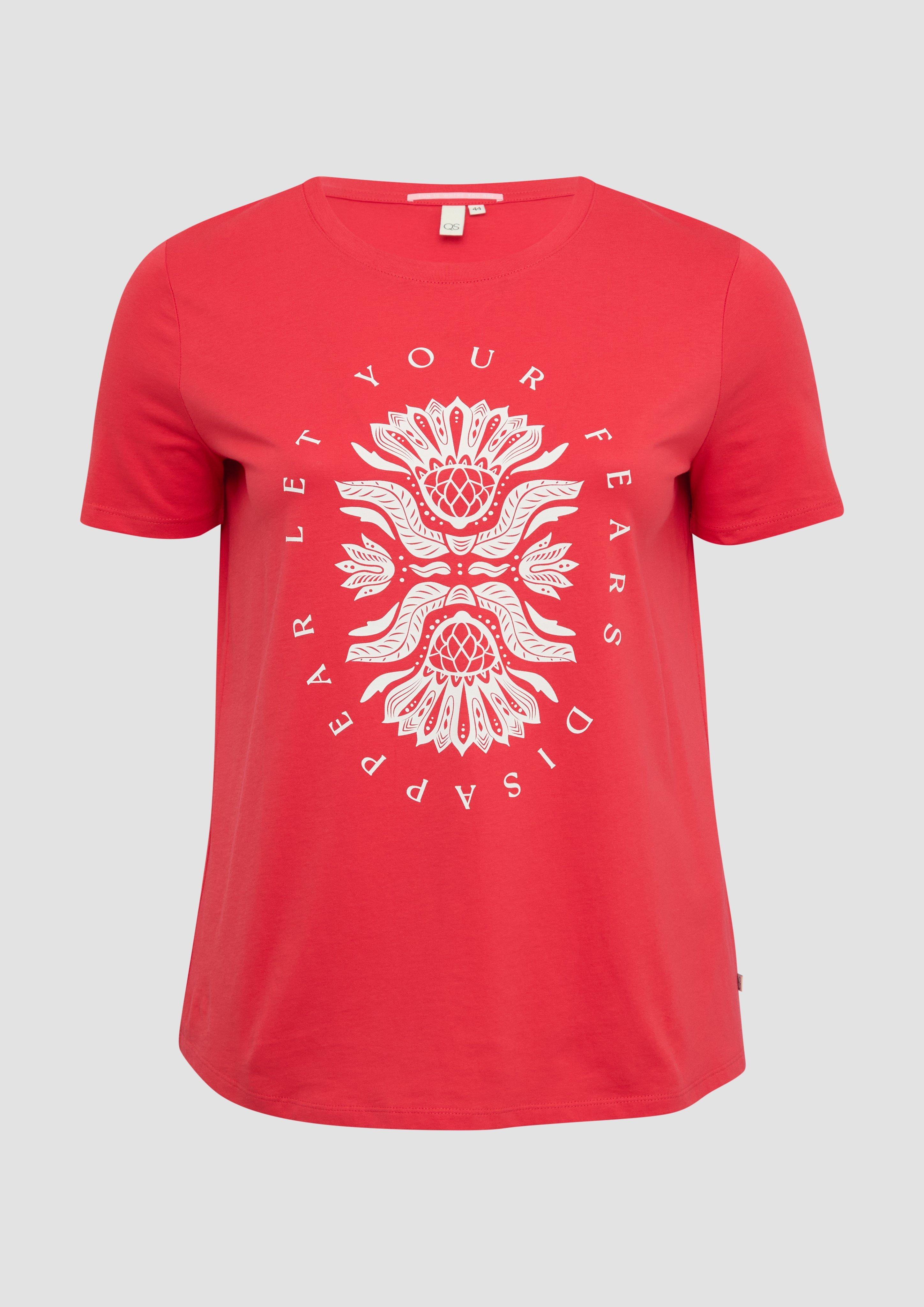 QS - Baumwollshirt mit Fronprint, Damen, rot