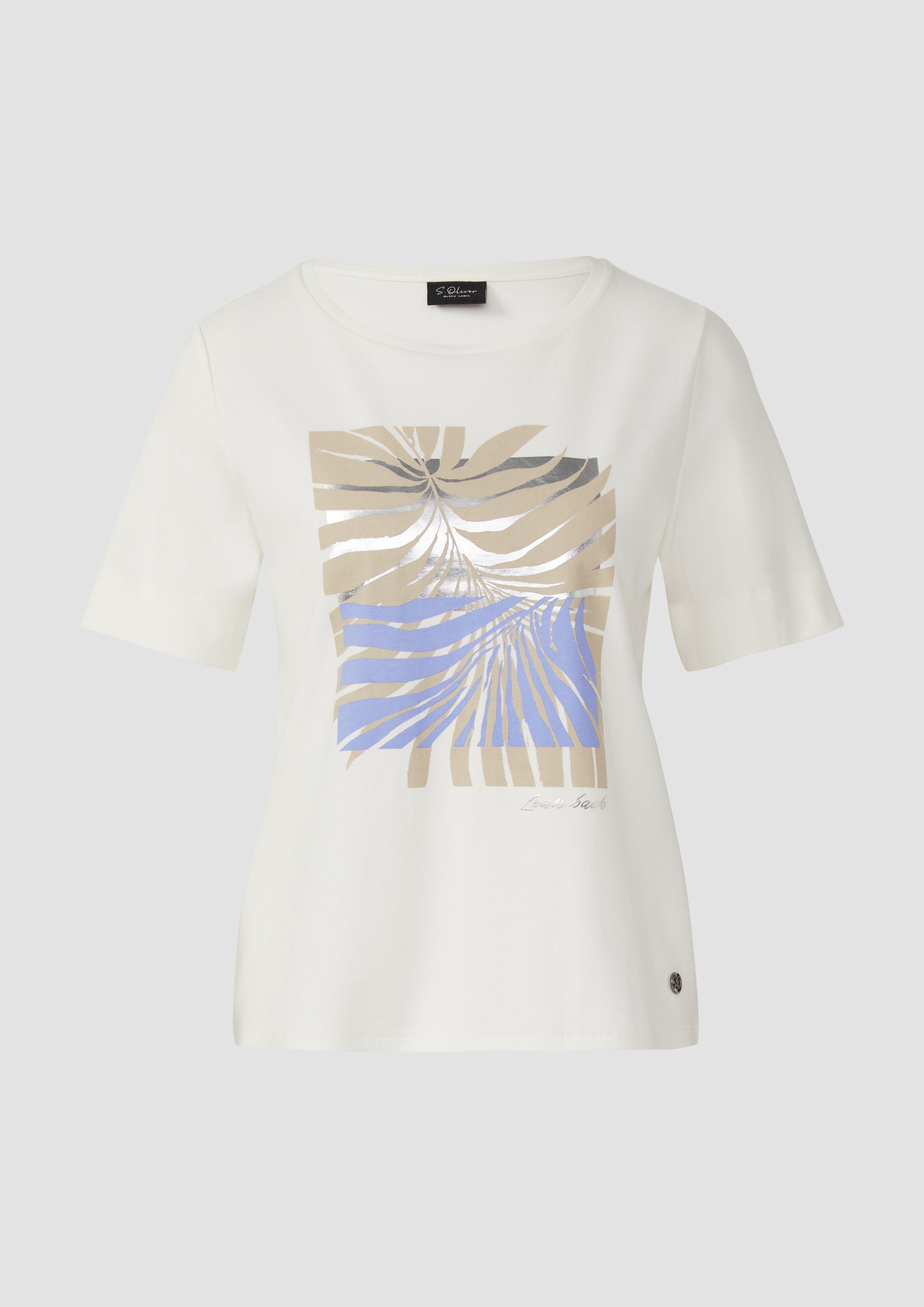 s.Oliver - T-Shirt aus Interlockjersey mit Frontprint, Damen, creme
