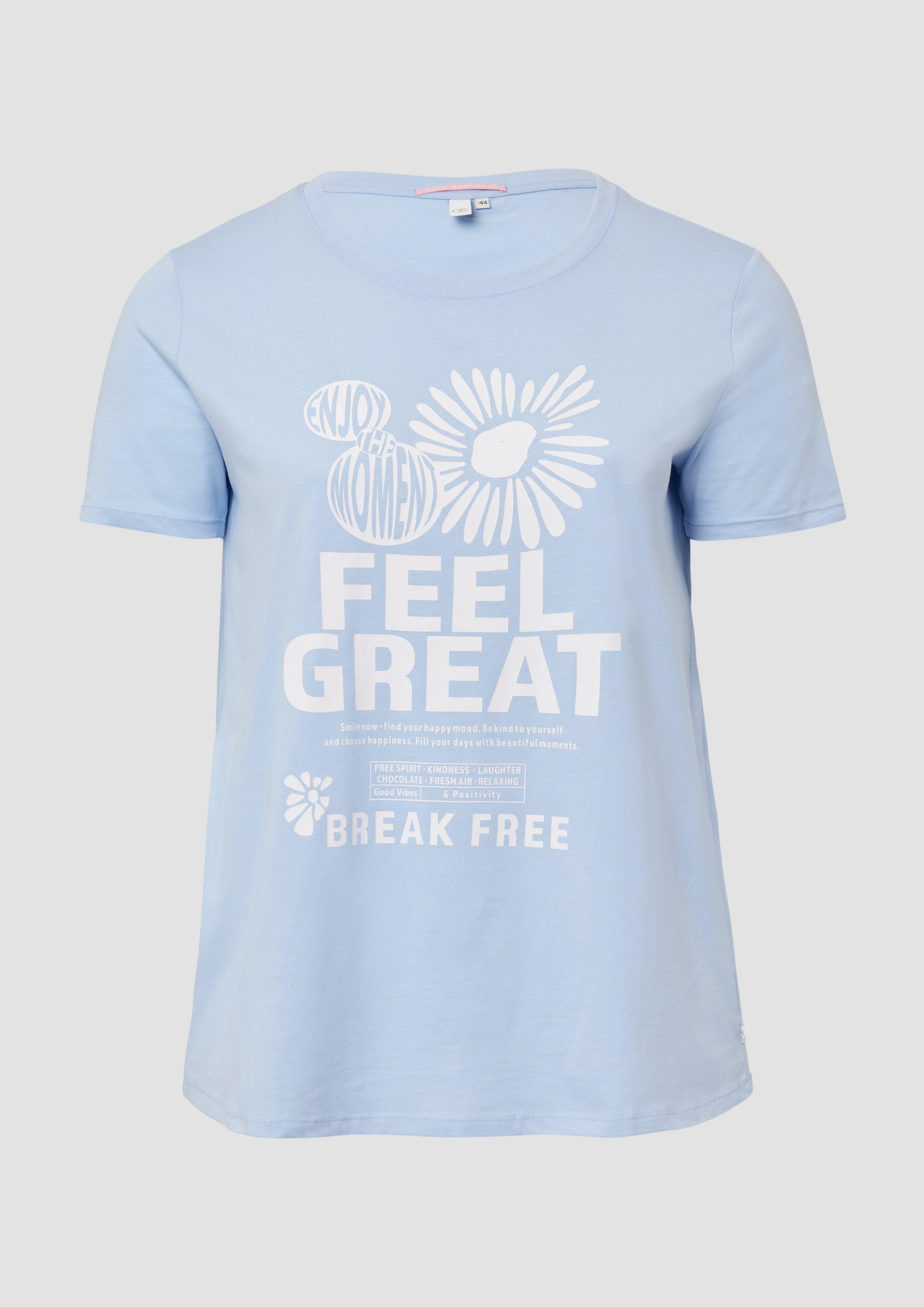 Thumbnail - QS - Baumwollshirt mit Frontprint, Damen, blau