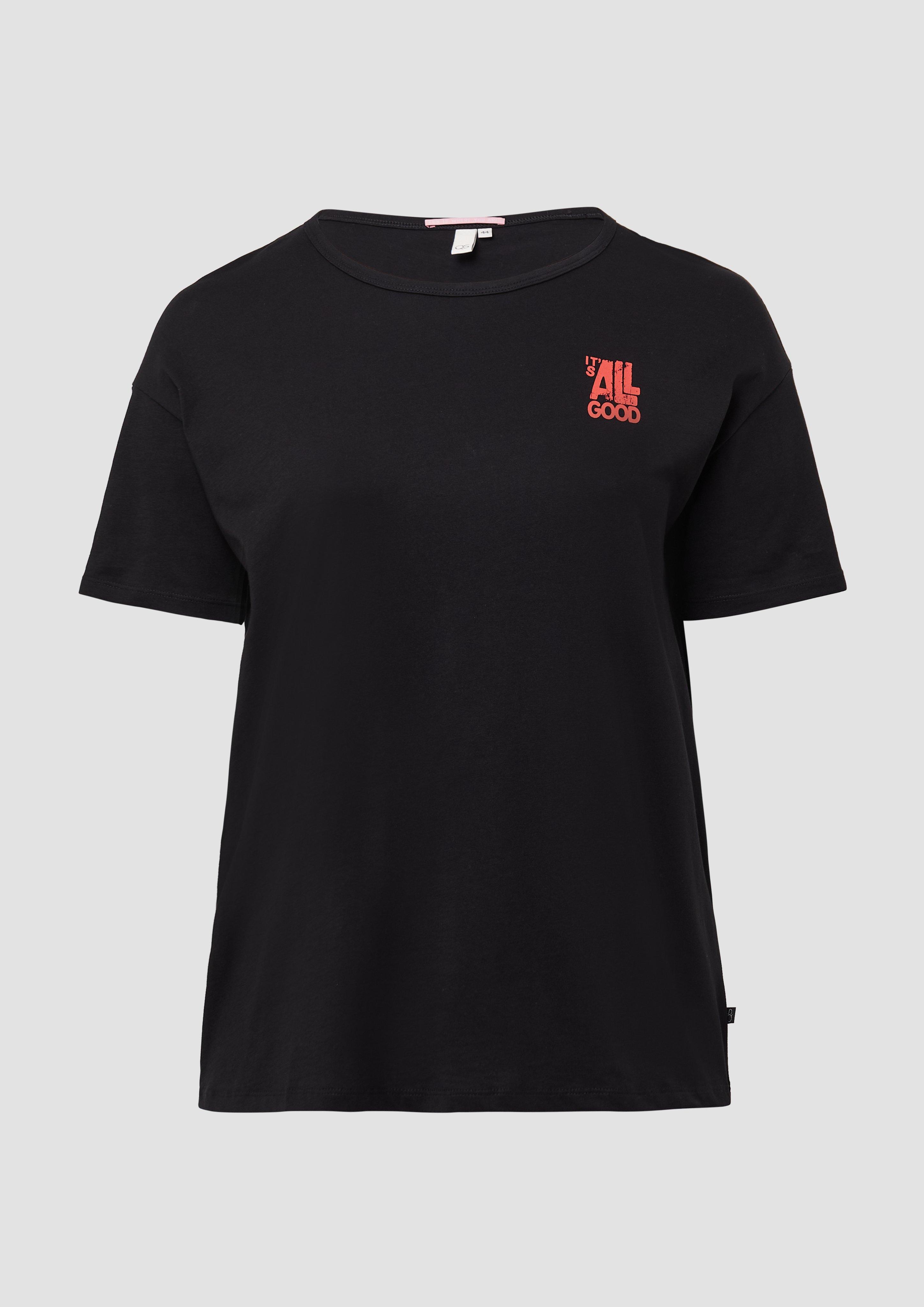 QS - Boyfriend-Shirt mit Front- und Backprint, Damen, schwarz