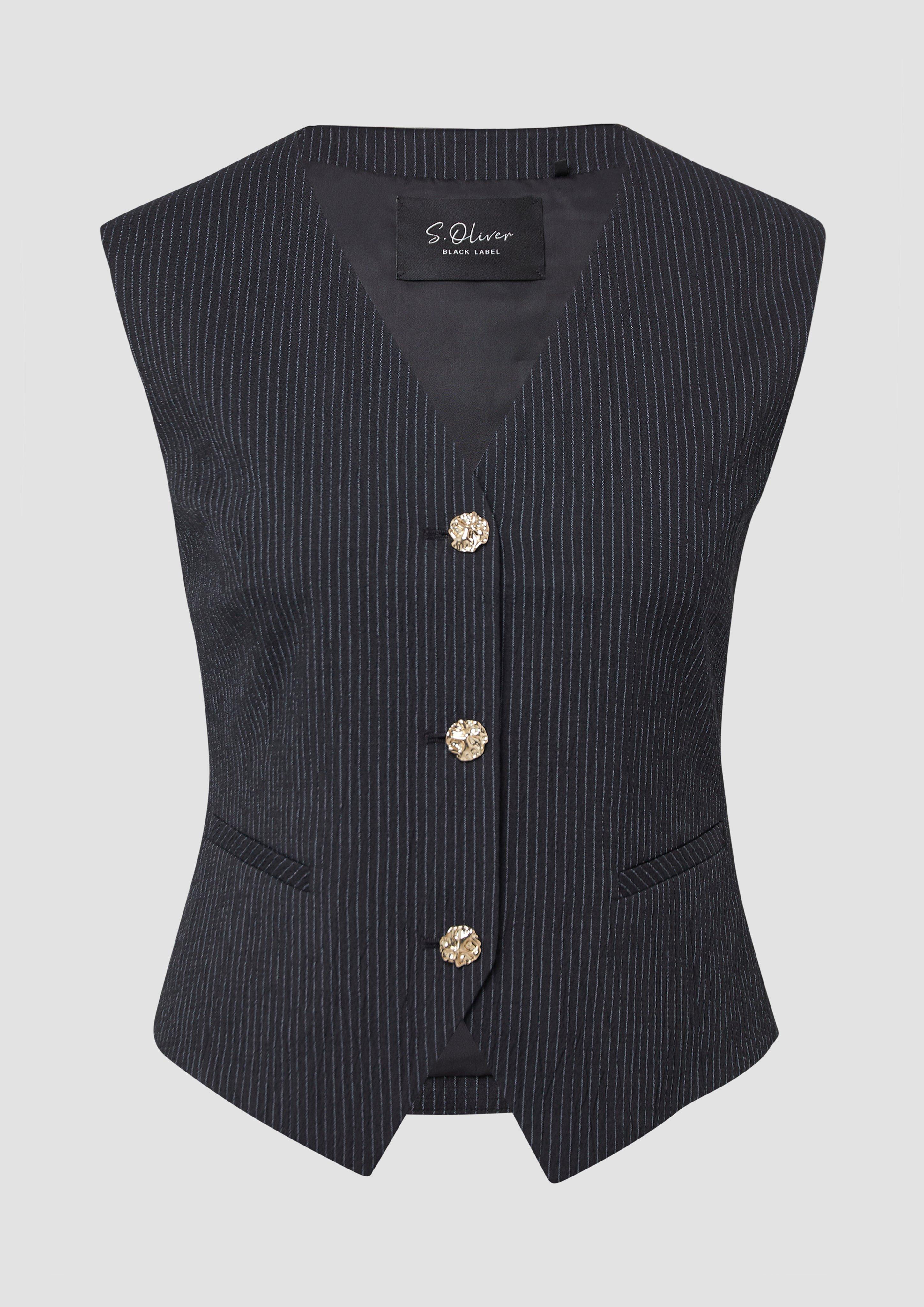 s.Oliver - Taillierte Slim-Fit-Weste mit feinen Streifen, Damen, schwarz